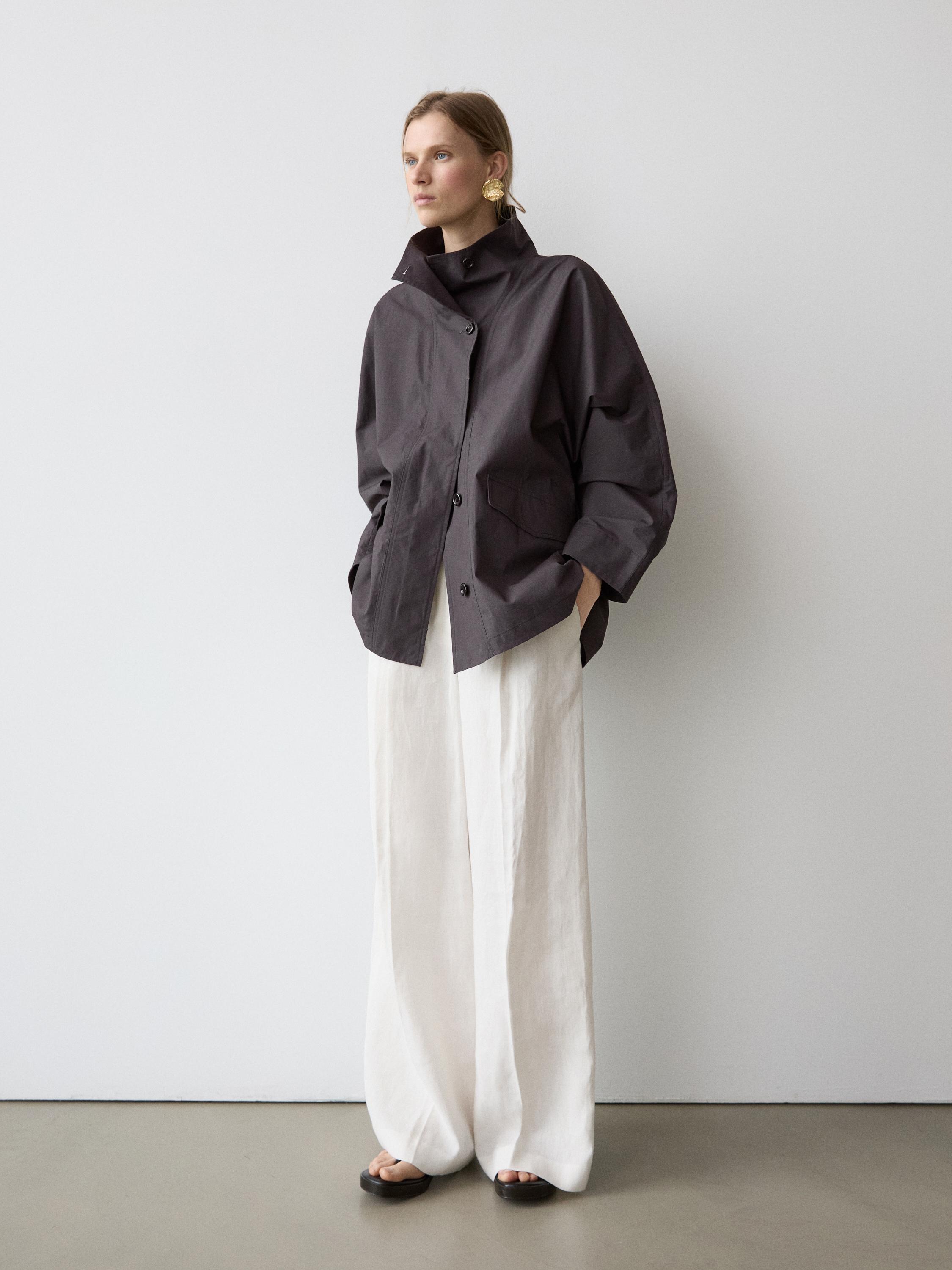 Short cotton cape jacket — DARK BLUE