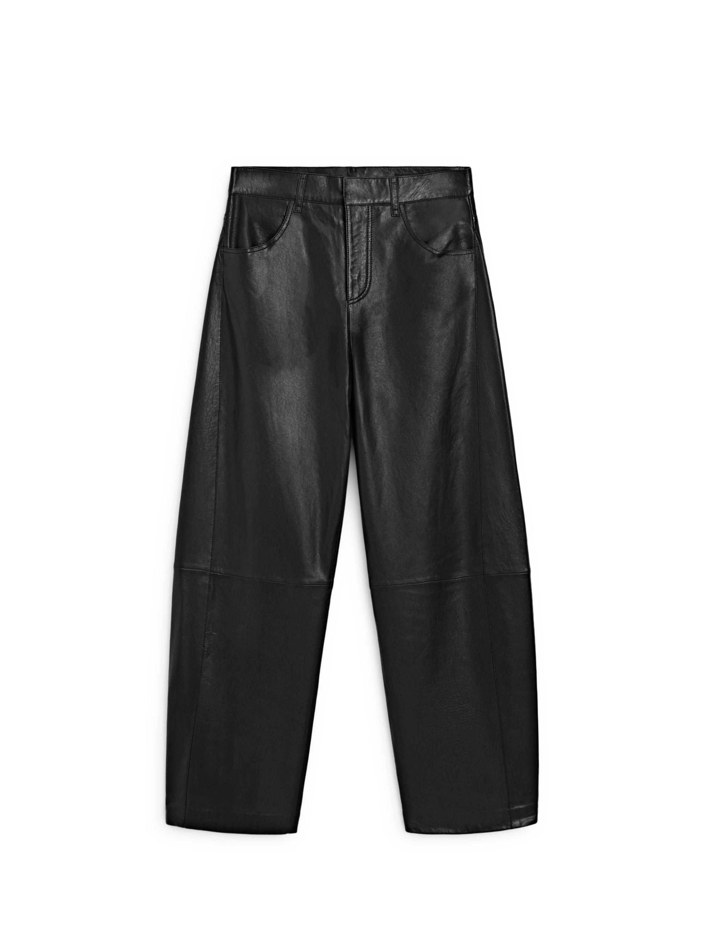 Balloon fit nappa leather trousers — BLACK