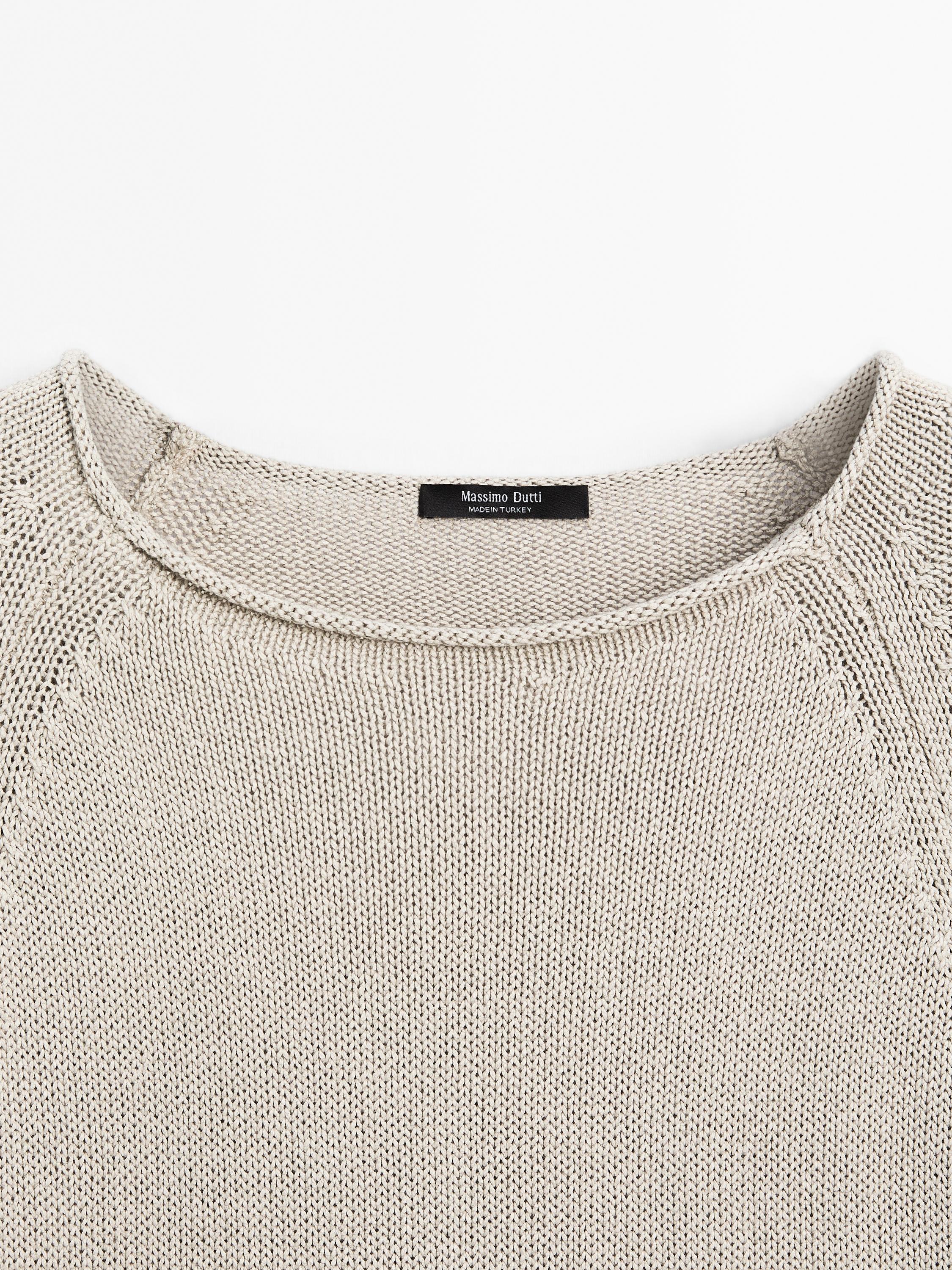Purl knit cutwork sweater