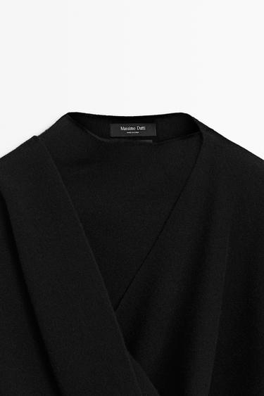 100% Cashmere Knit Cape — BLACK 9