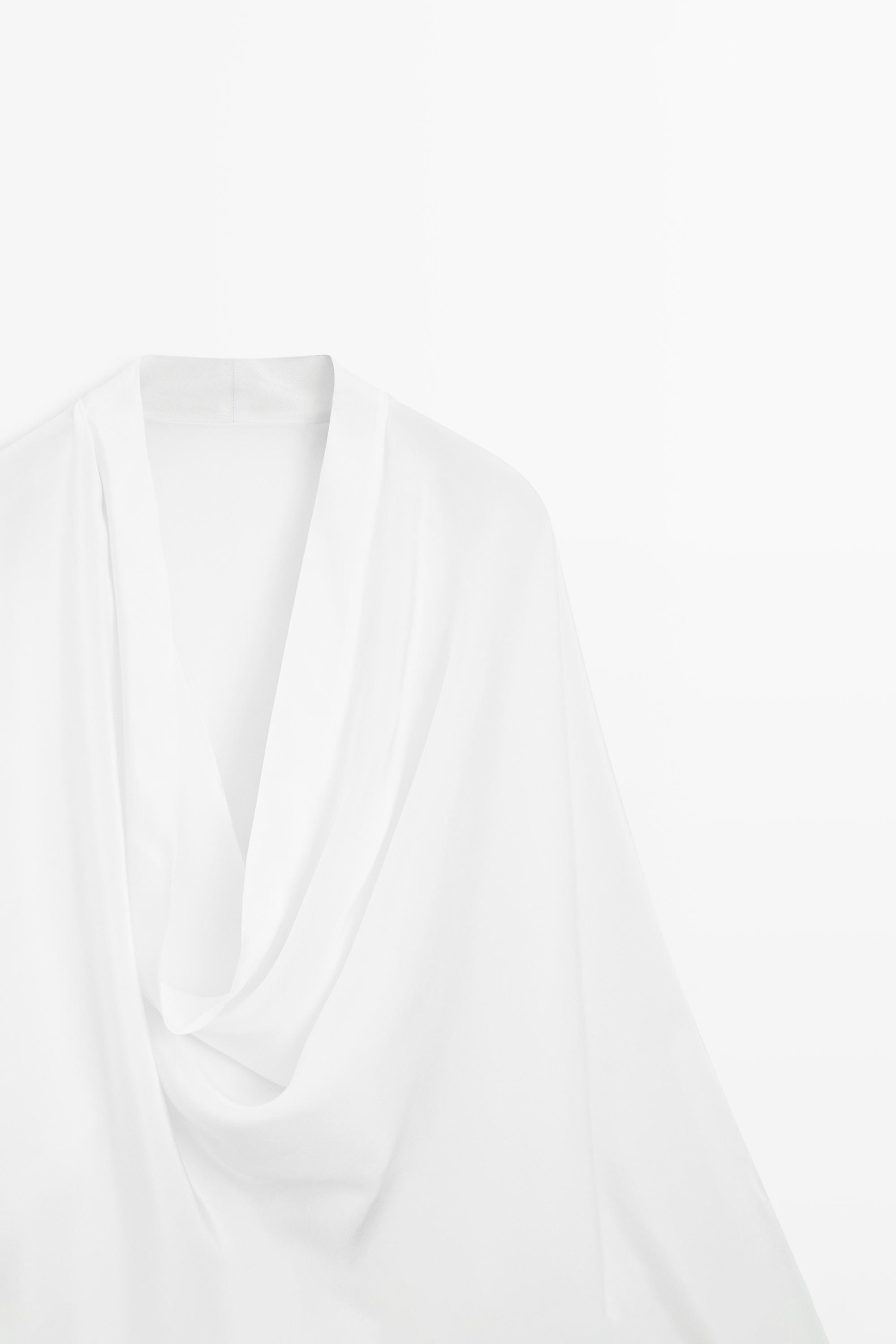 Flowing shirt with cowl neckline detail — WHITE