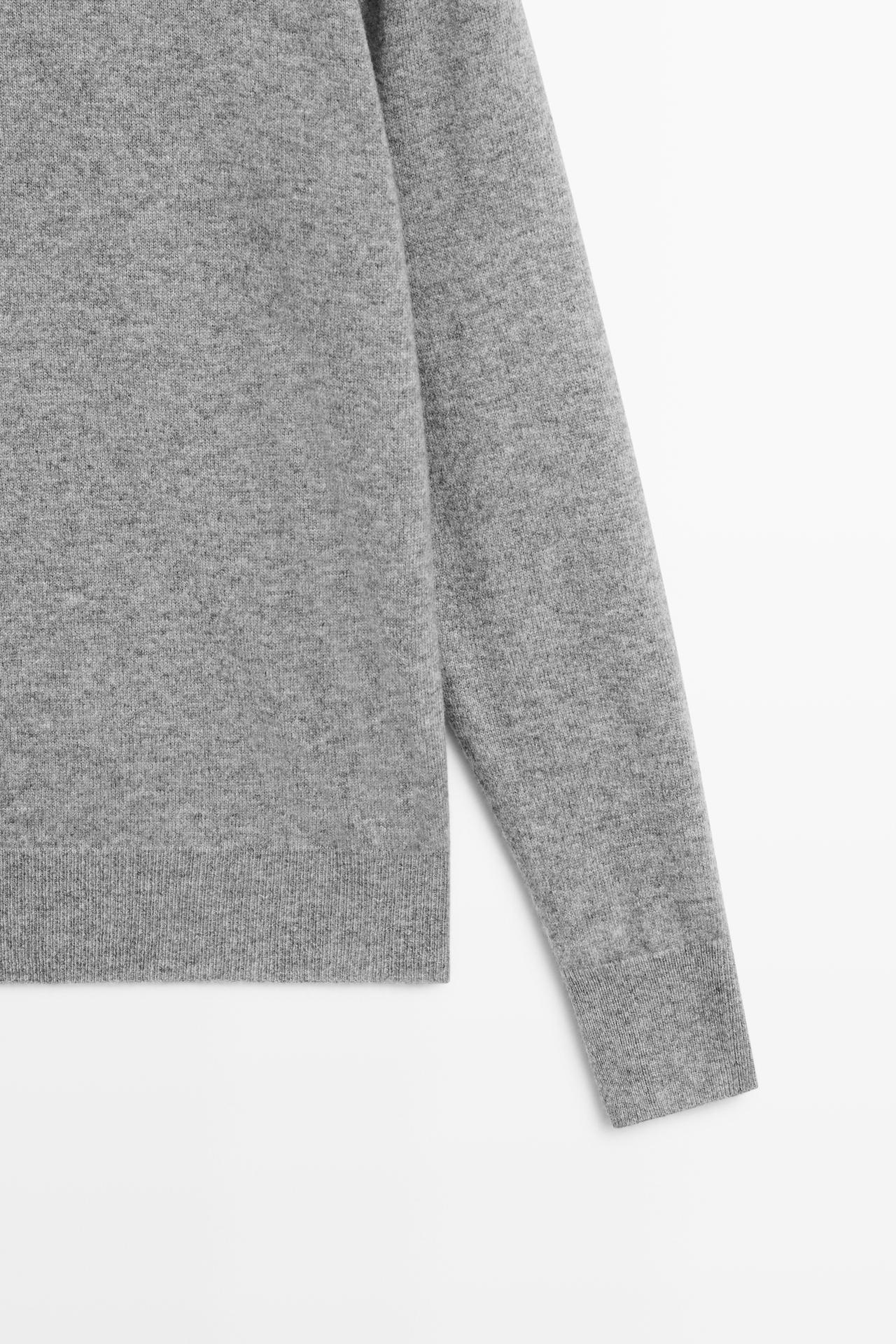 Wool blend crew neck knit sweater — GREY MARL