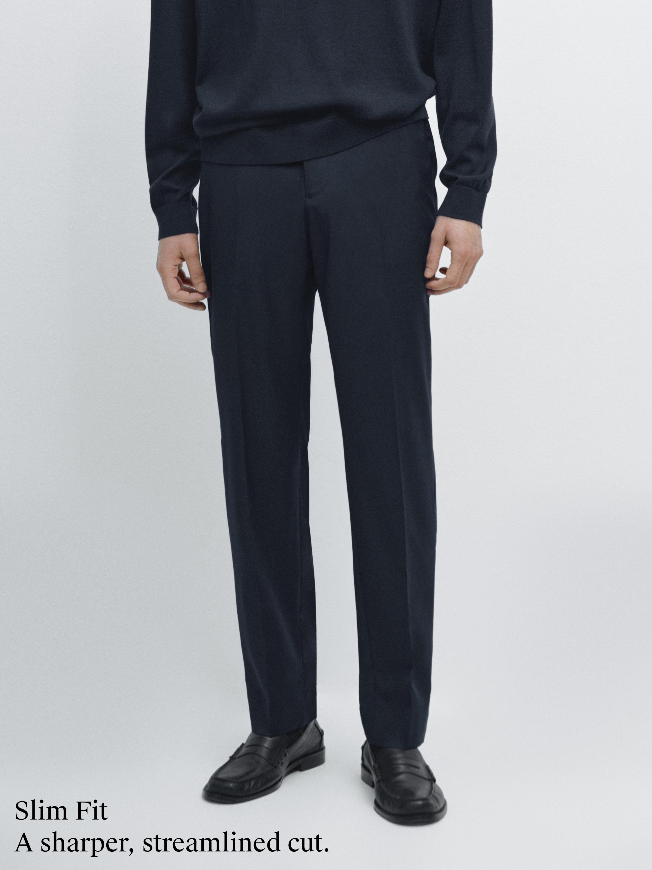 Cold wool suit trousers — NAVY BLUE