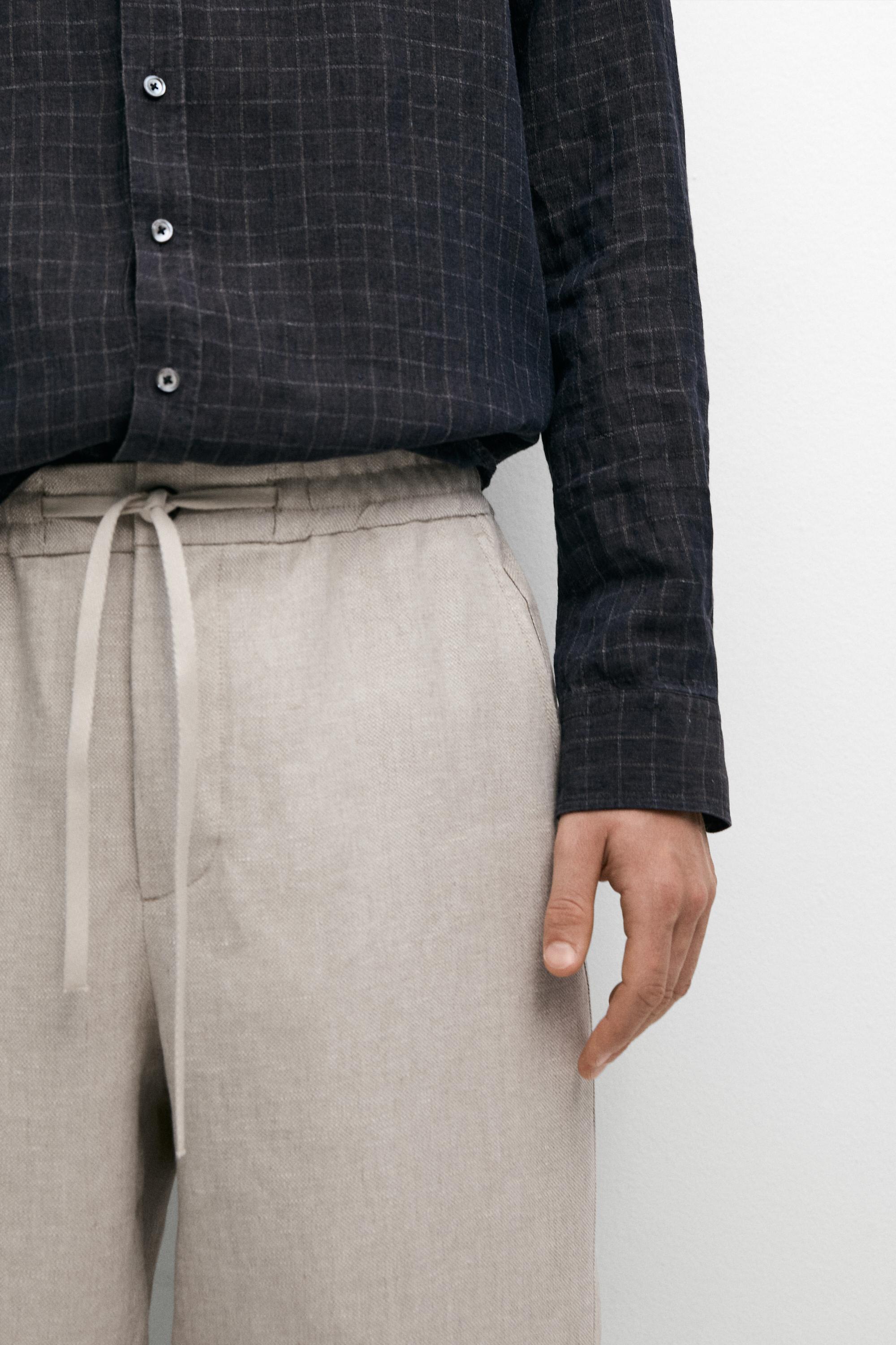 100% linen textured co-ord pants — CREAM