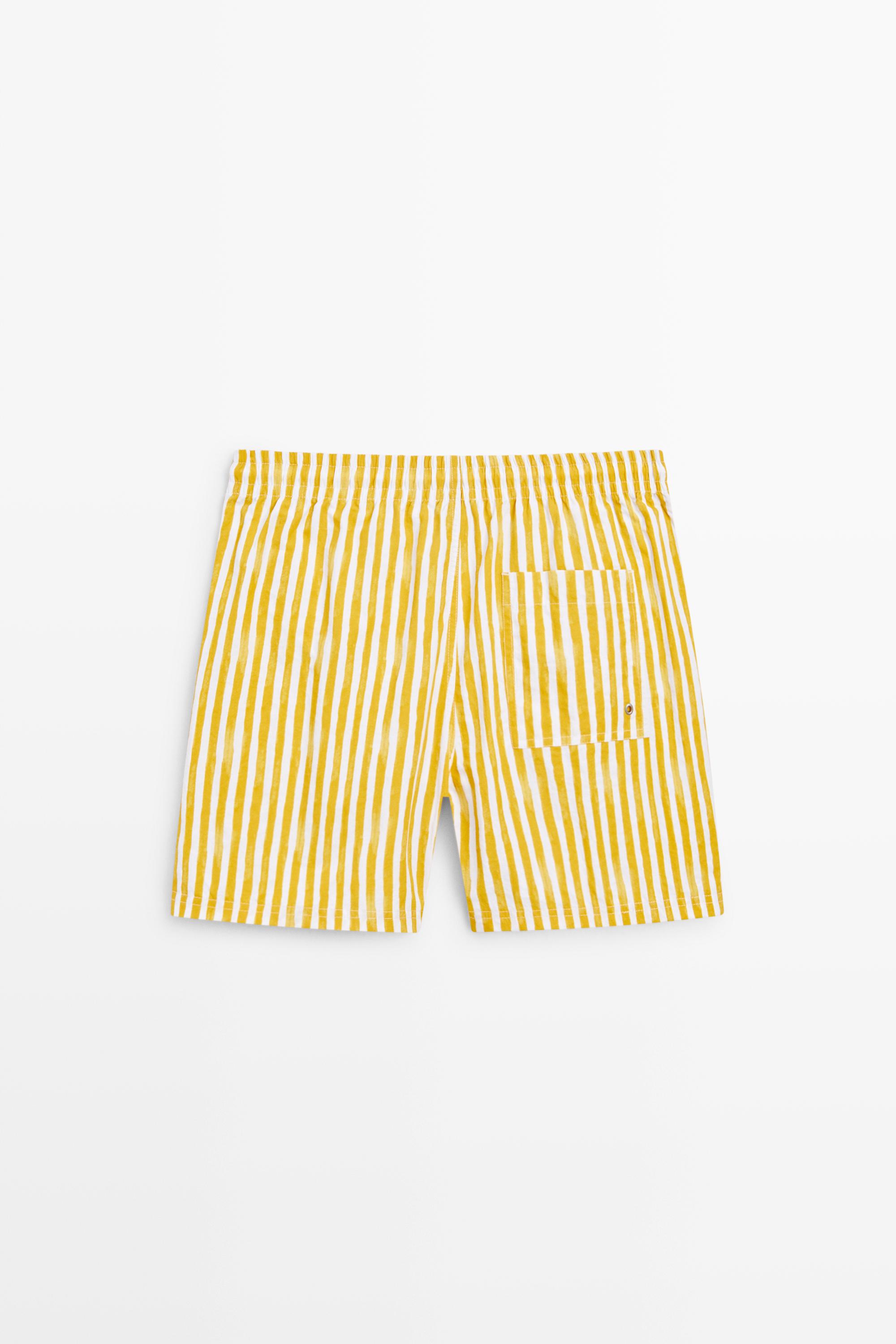 Striped printed swimming trunks — YELLOW