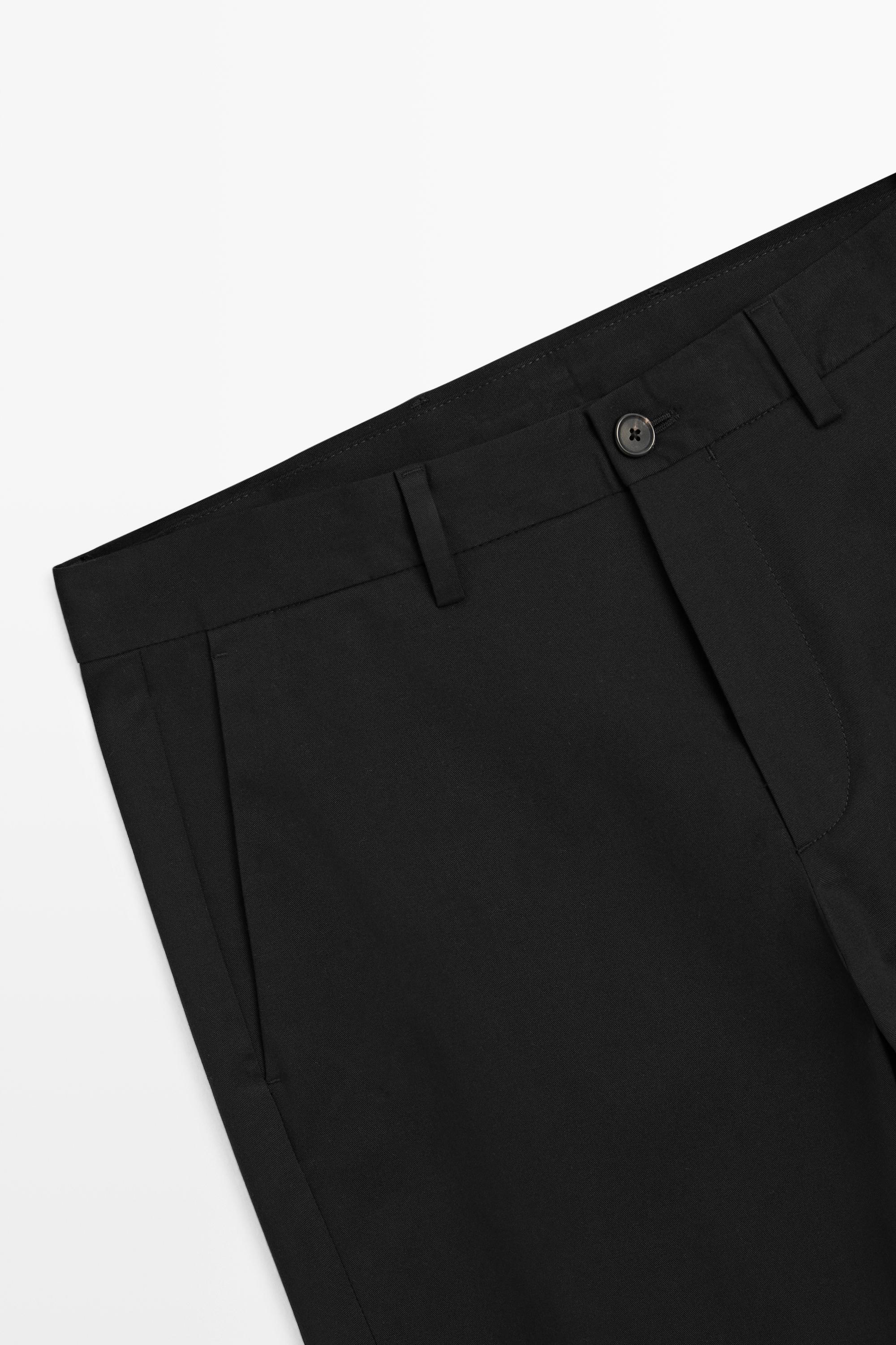 Cotton blend slim fit pants — BLACK