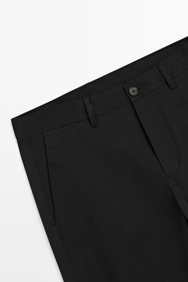 Cotton blend slim fit pants — BLACK 7