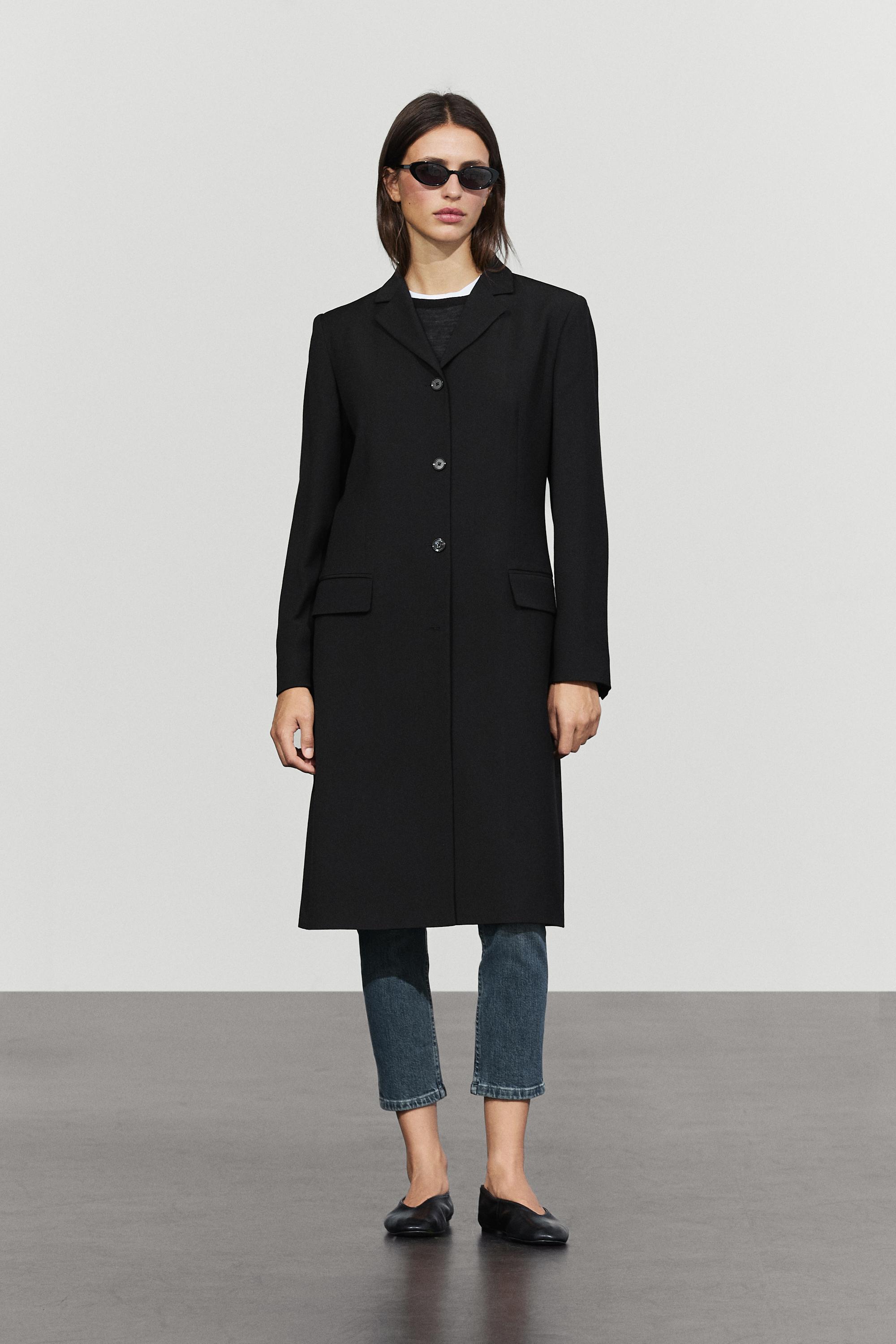Wool blend coat — BLACK