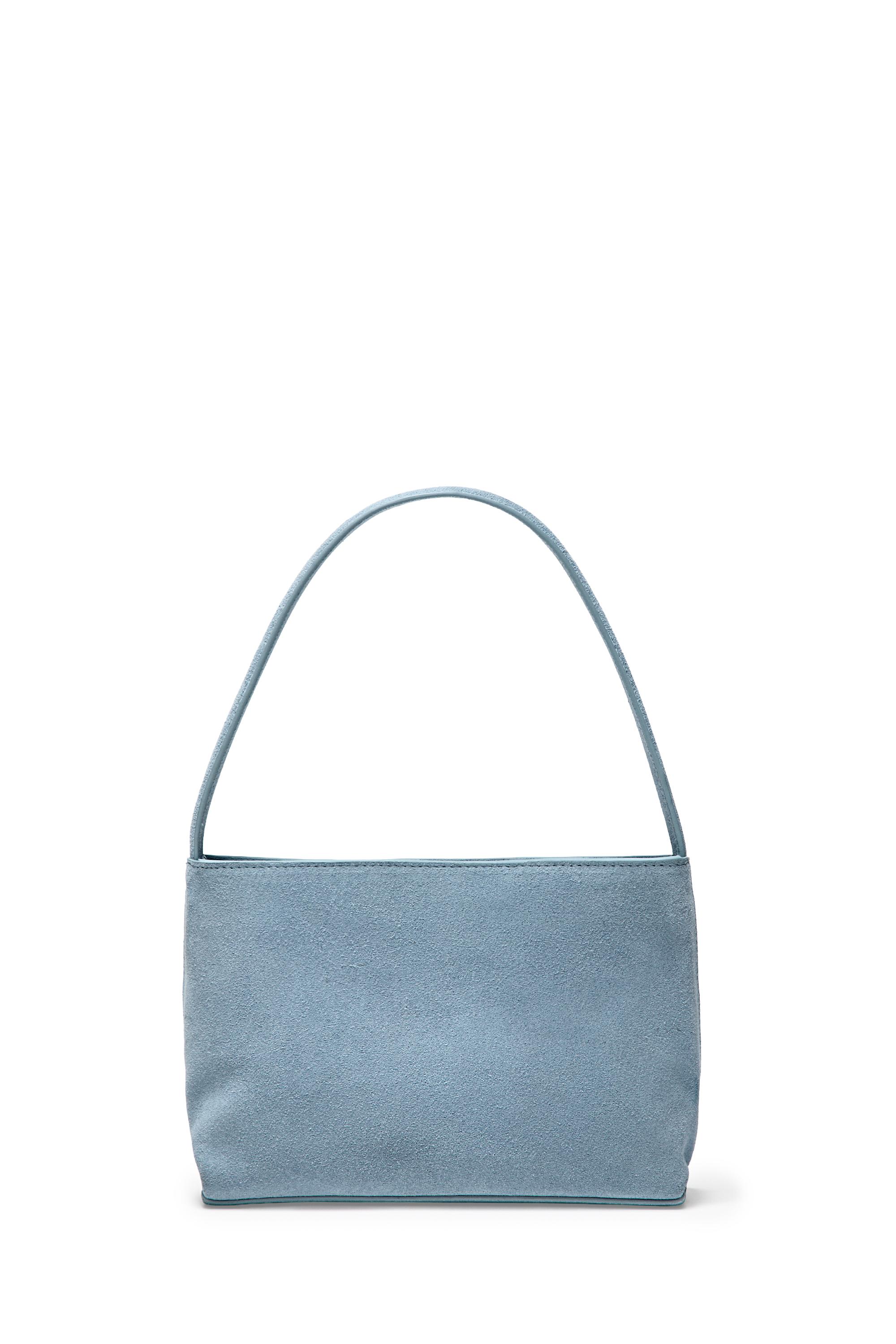 Split suede leather shoulder bag — Light blue