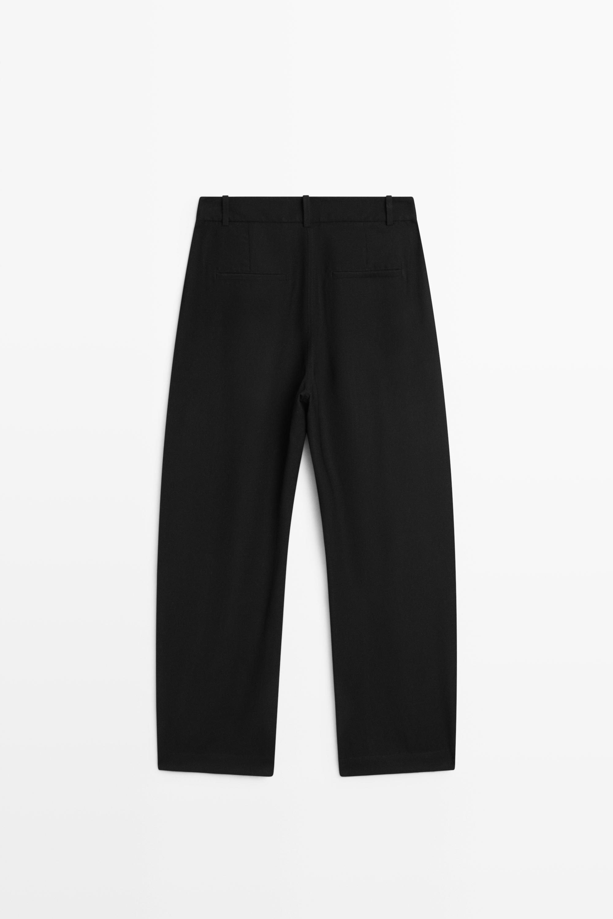 Pleated barrel fit pants — BLACK