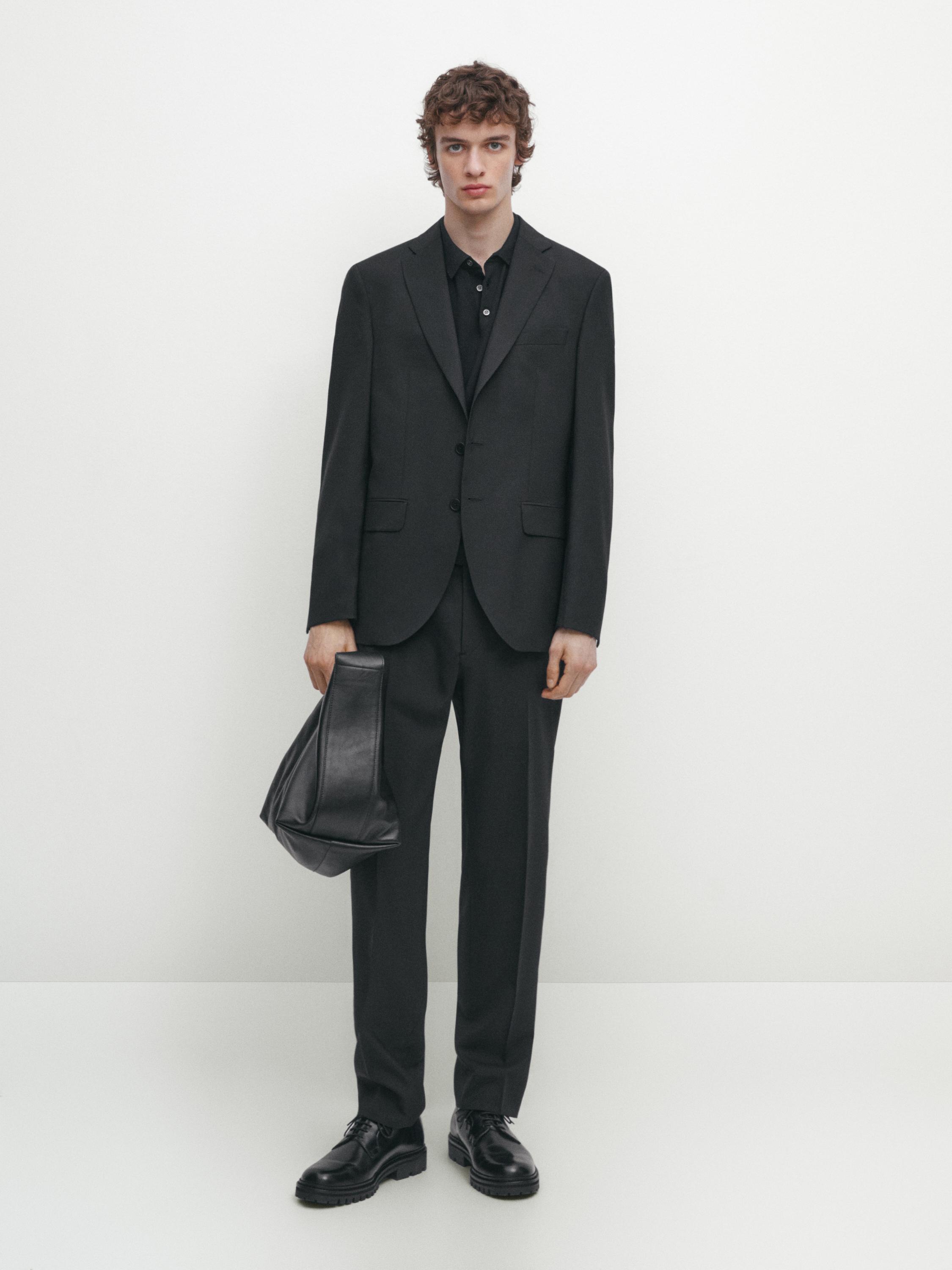 100% WOOL SUIT NAVY BLUE