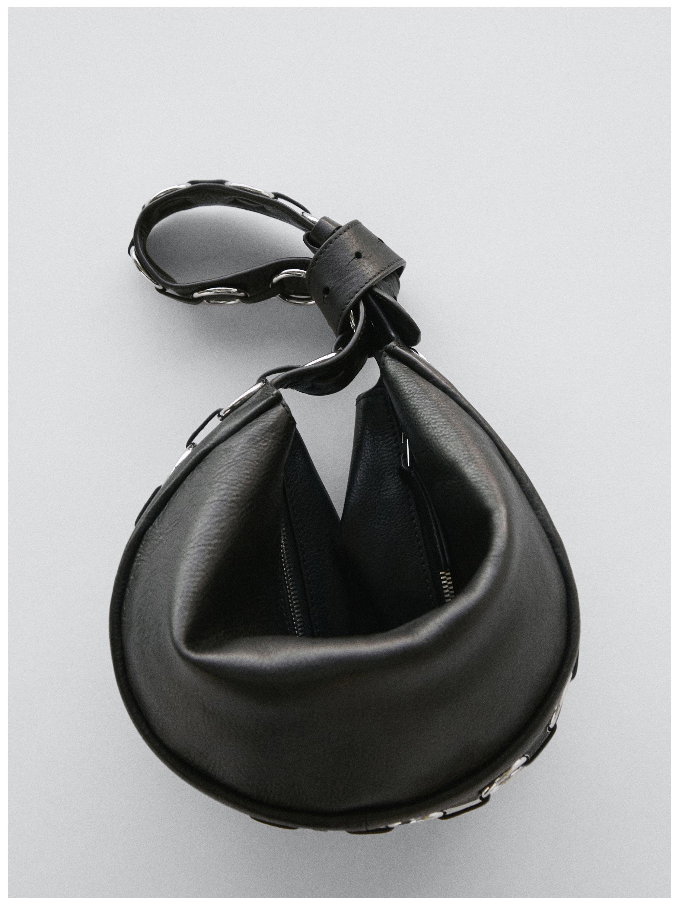 Nappa leather bag with eyelets — BLACK
