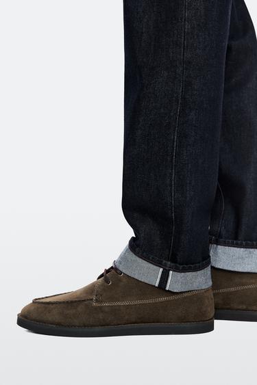 Split suede leather ankle boot — BROWN 4
