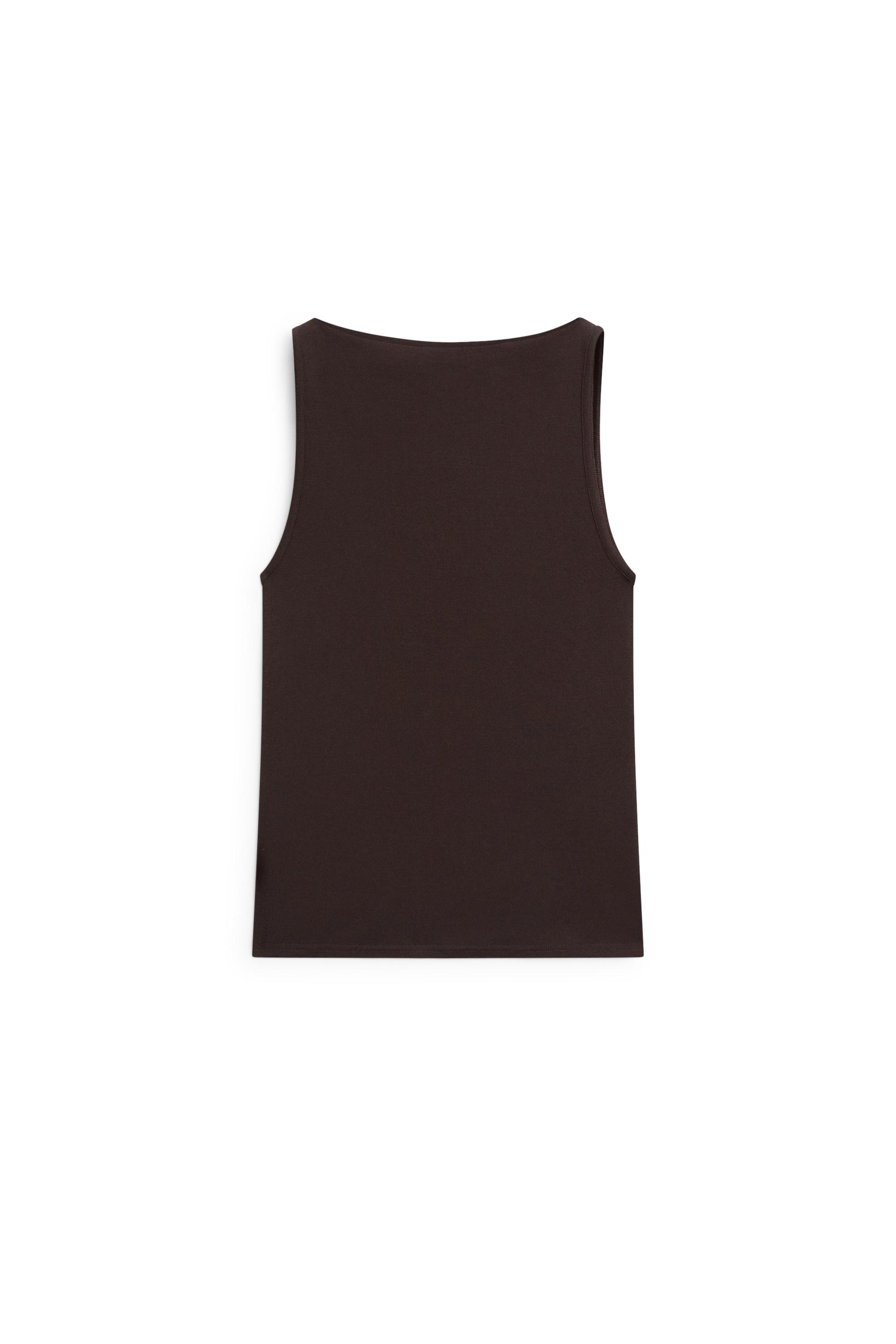 100% cotton straight neckline T-shirt — BROWN