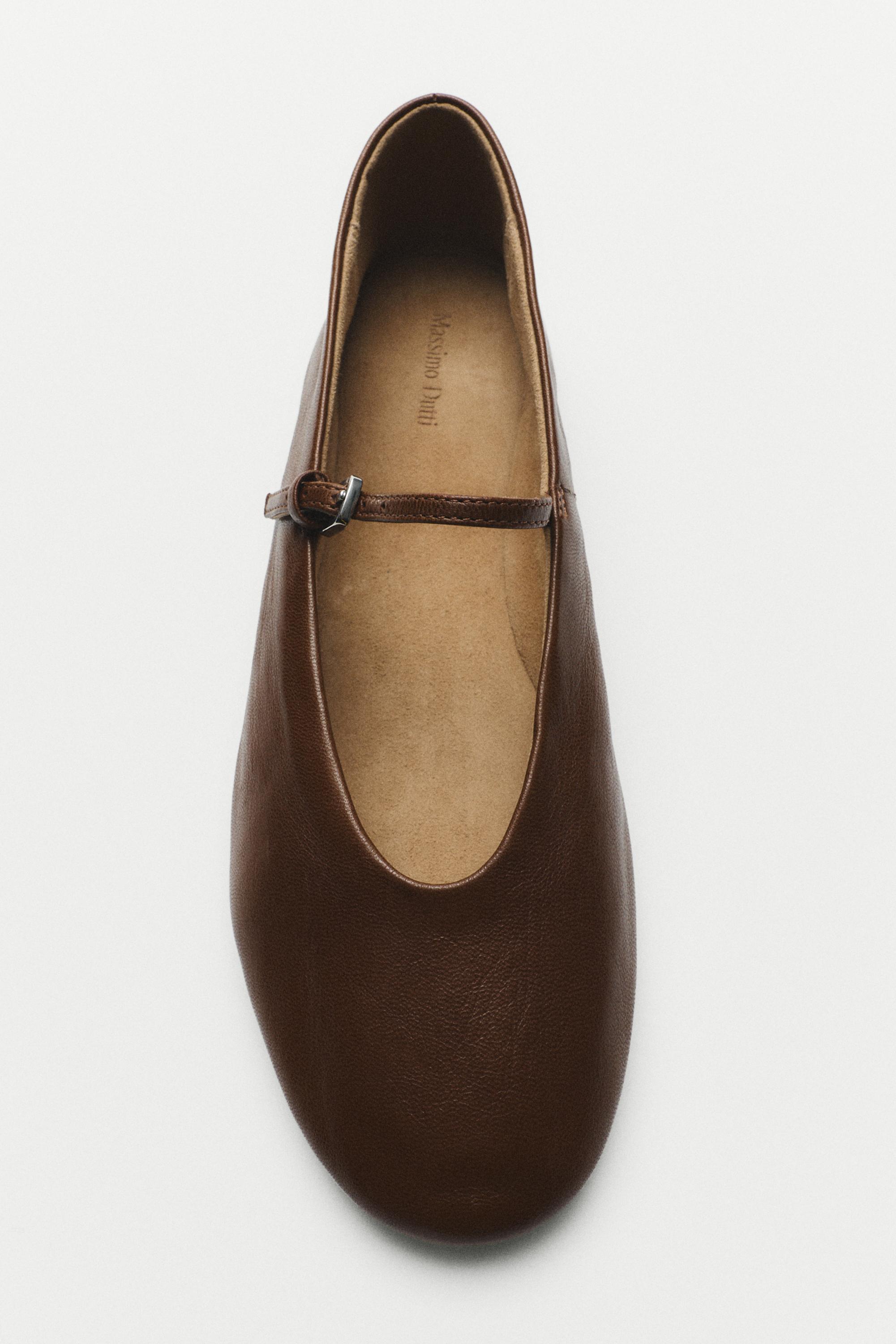 Soft leather ballerinas — HAZELNUT BROWN