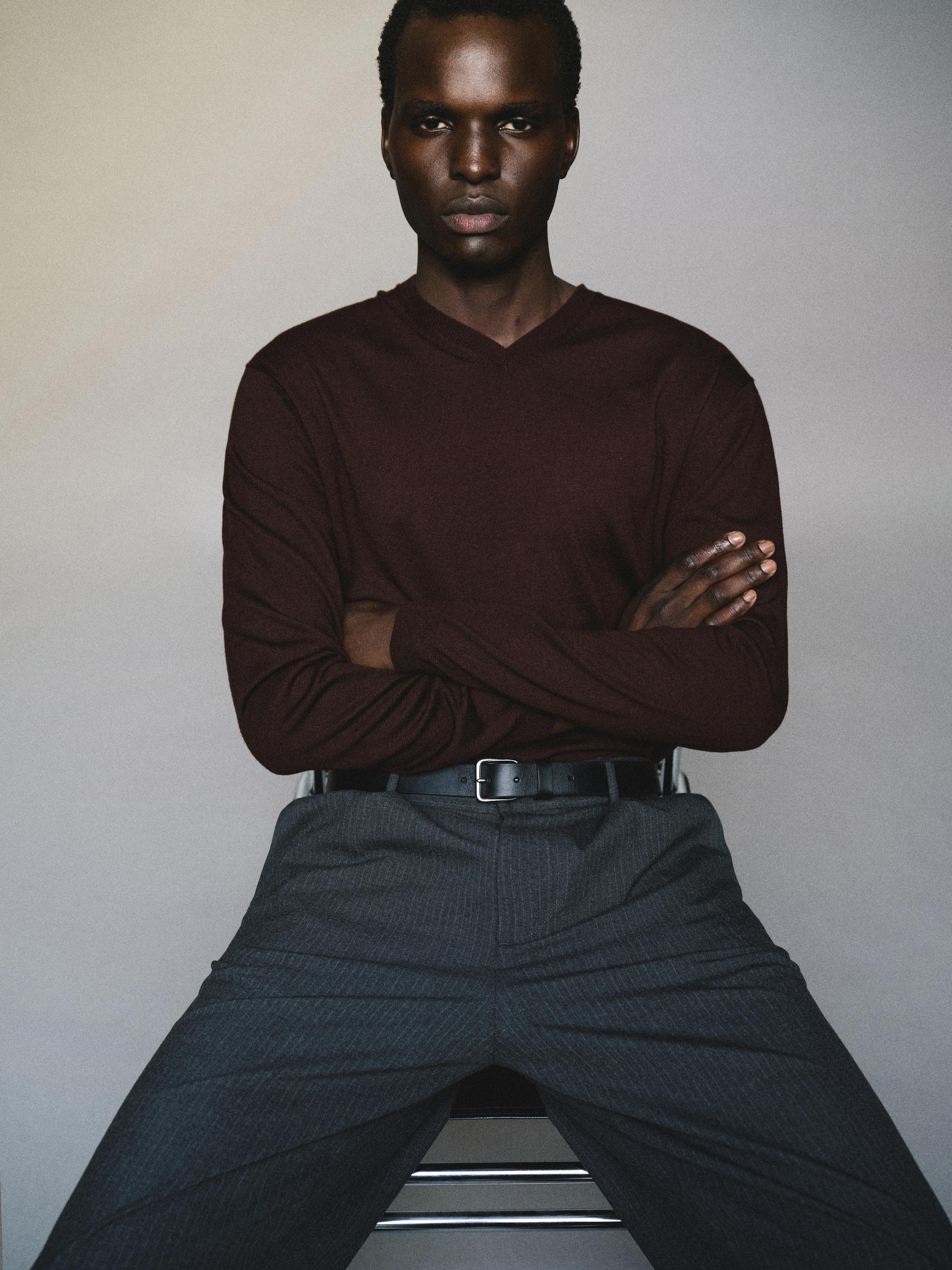 Nappa leather belt with square buckle