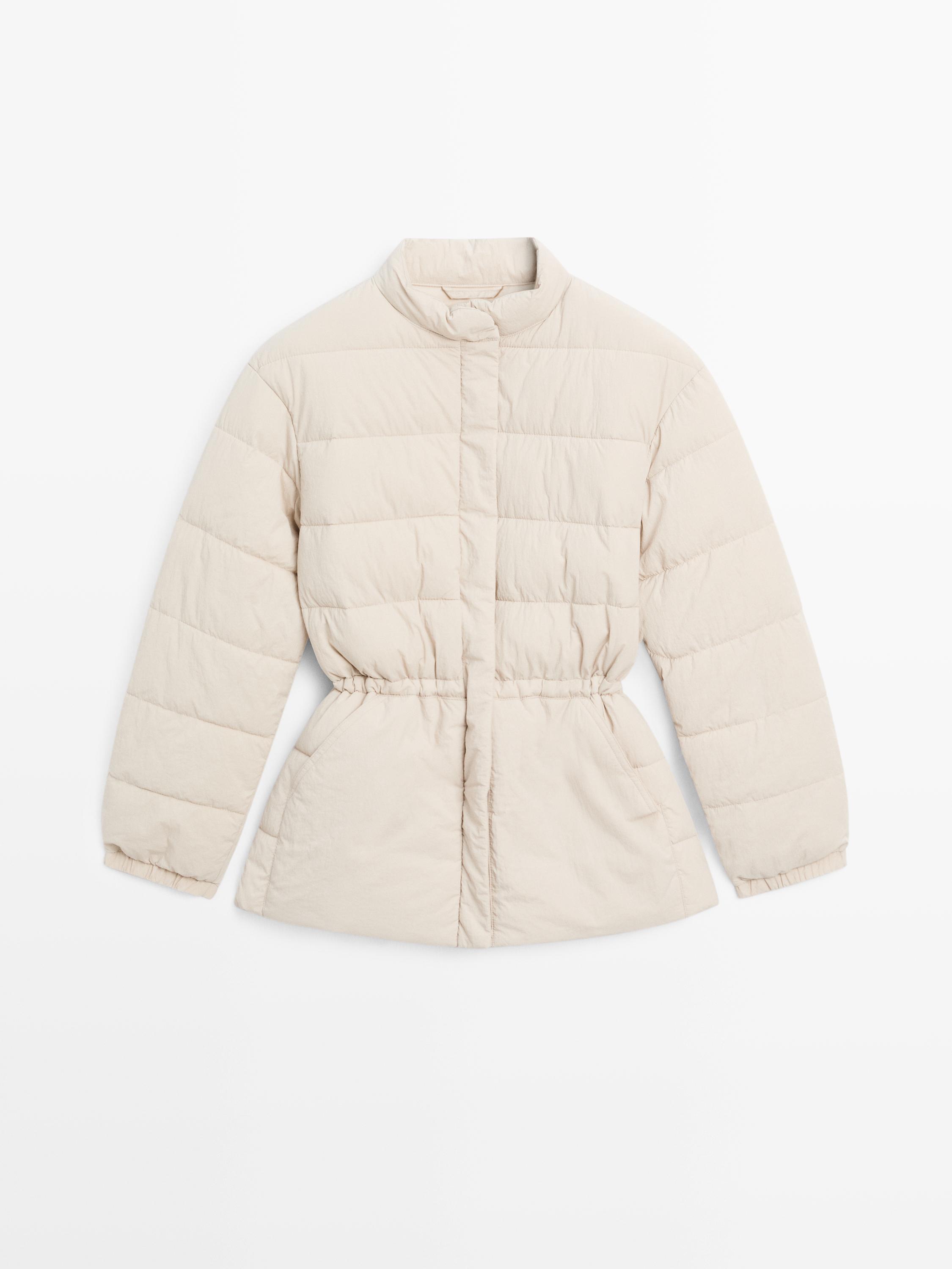 Puffer jacket with stand collar
