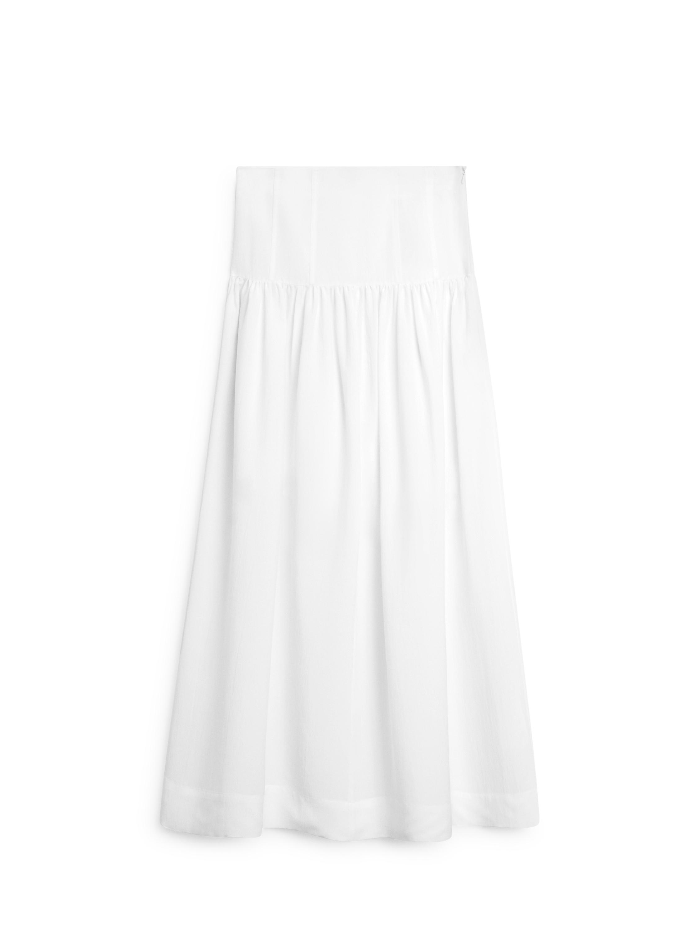 Midi skirt with yoke detail — WHITE