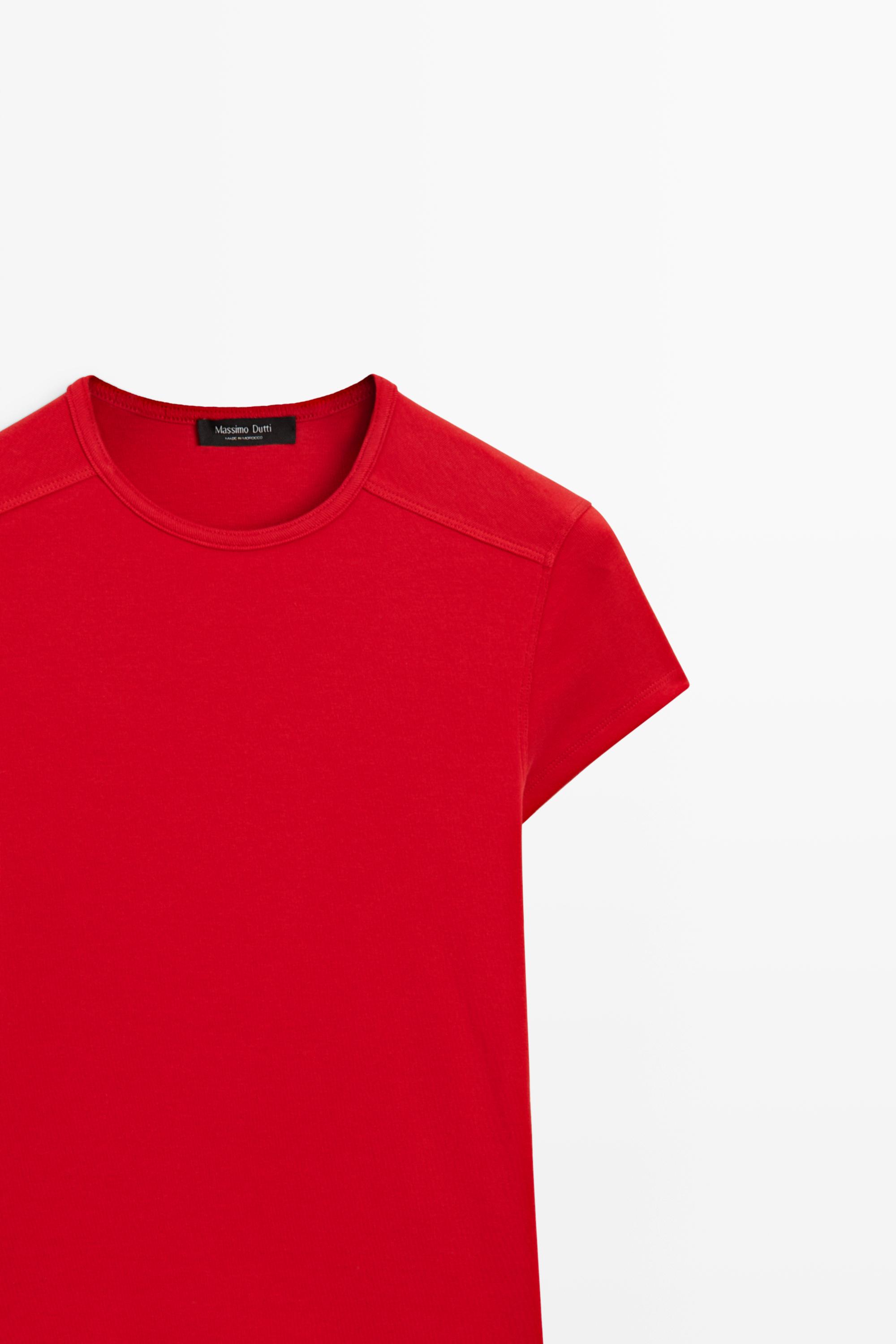 Short sleeve cotton blend T-shirt — RED