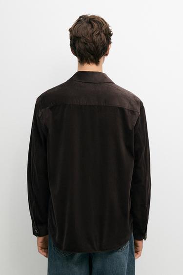 100% cotton overshirt with pocket detail — BROWN 5