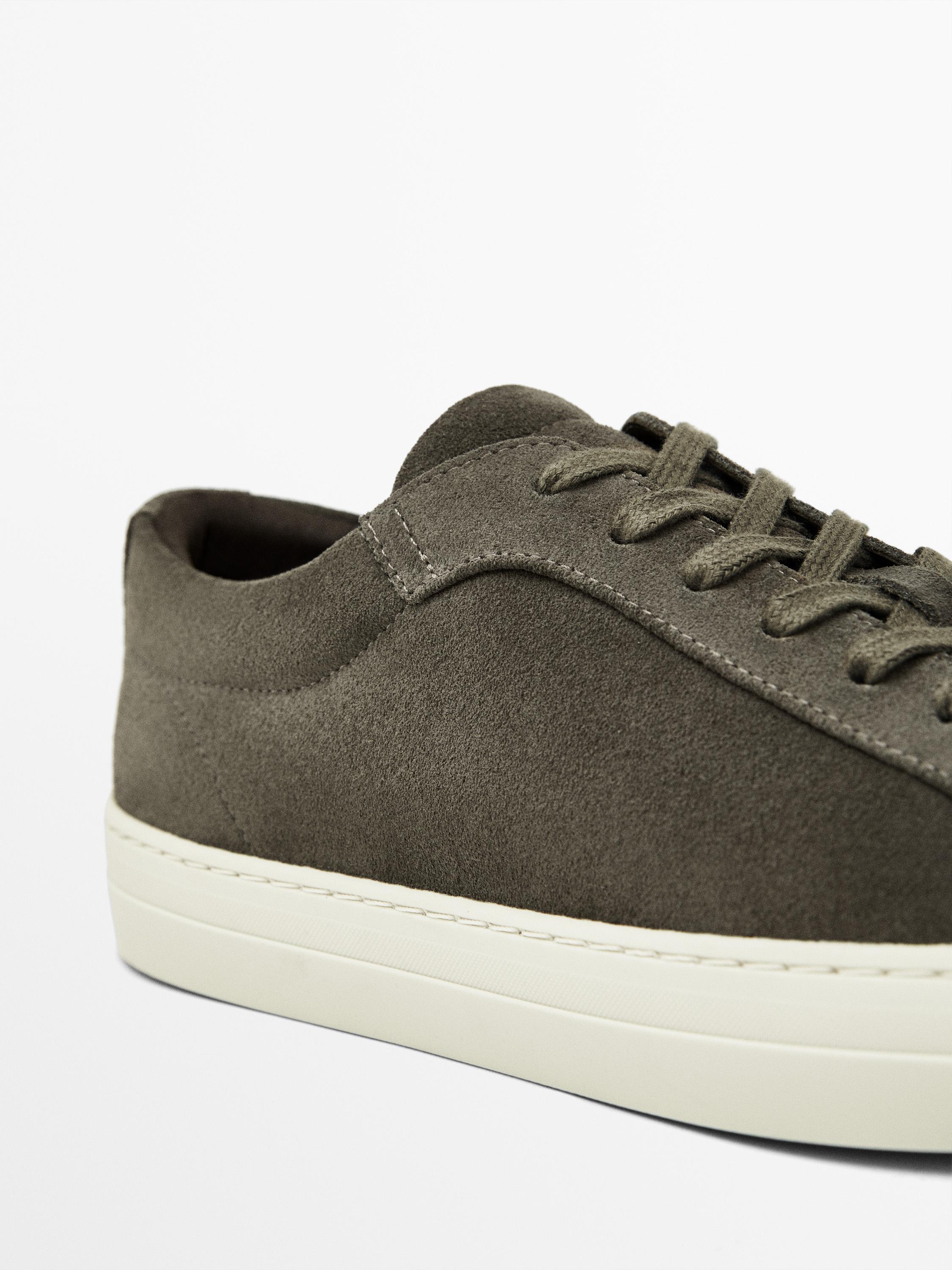 Split suede trainers