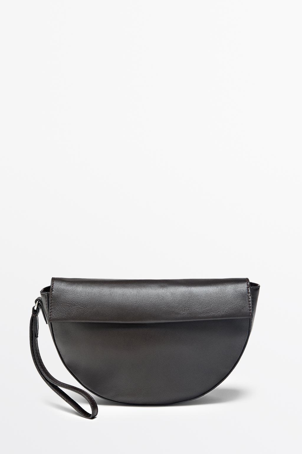 Massimo Dutti Nappa dəri qapaqlı krossbody çanta