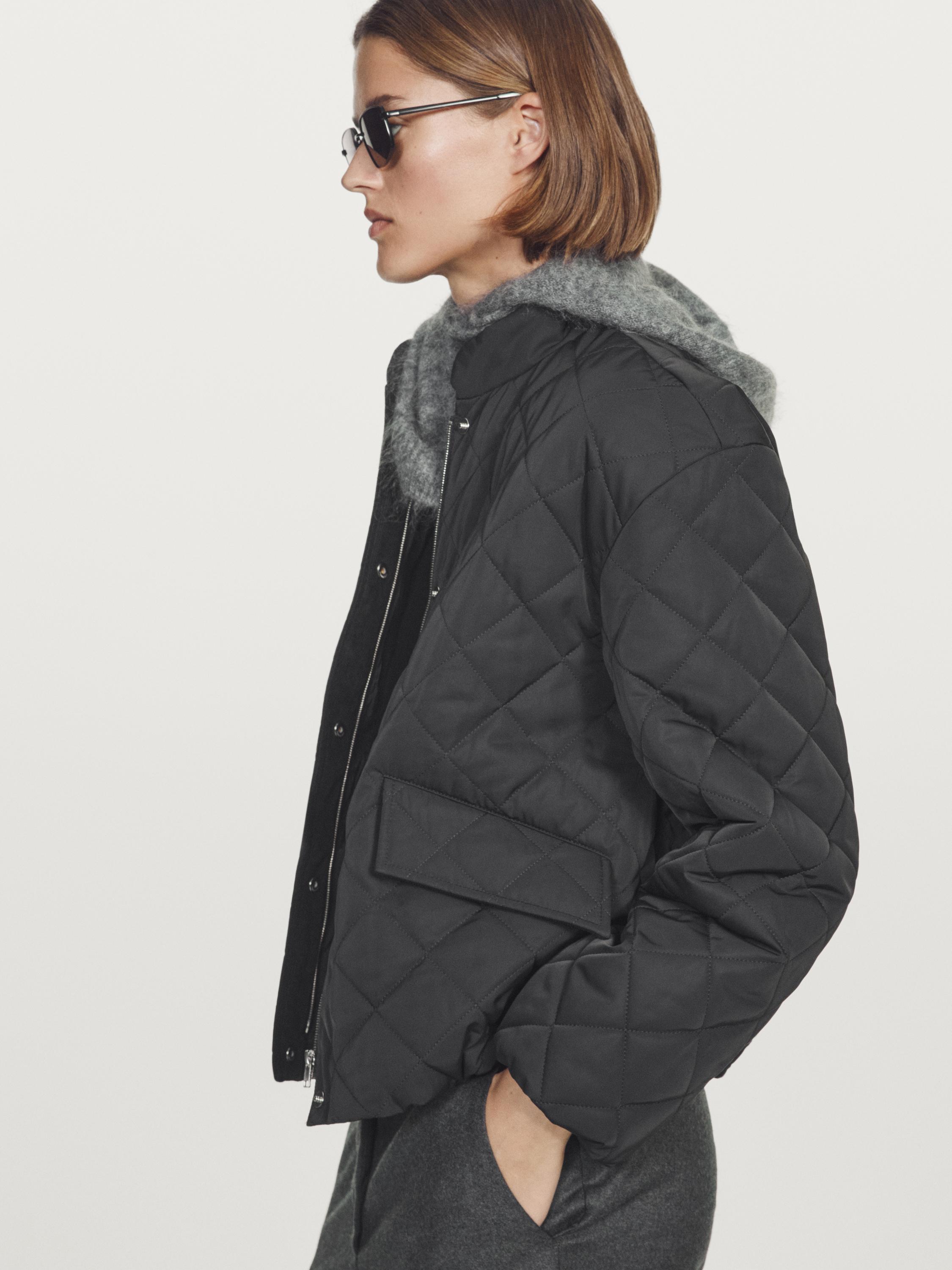 Short water-repellent puffer jacket — BLACK