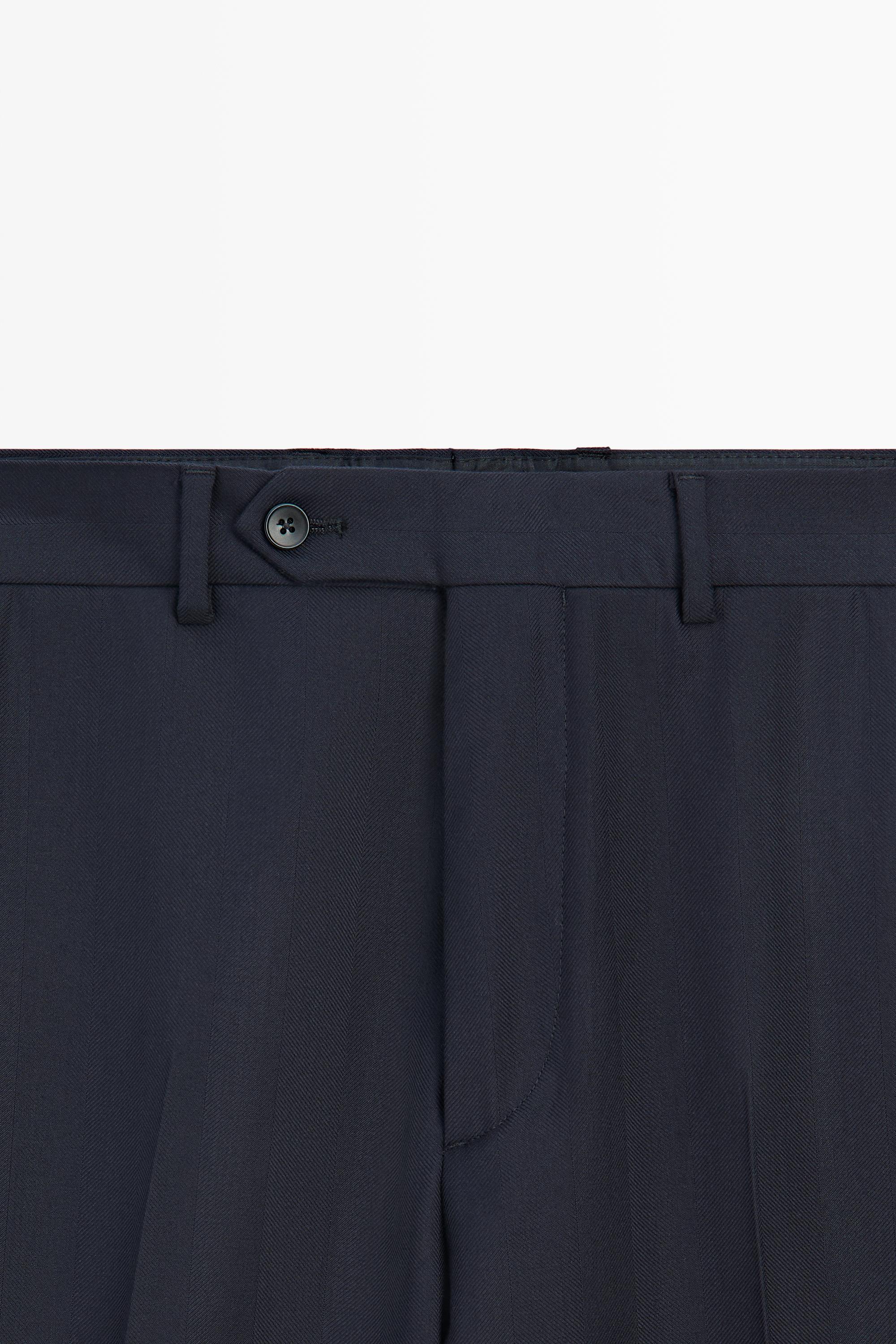 Herringbone suit pants — NAVY BLUE