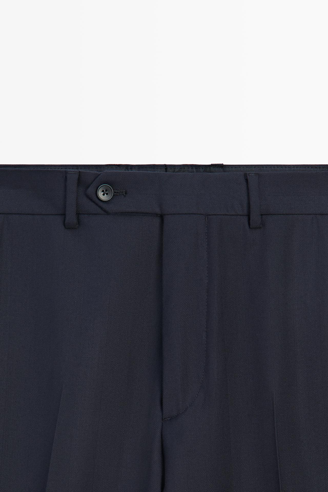 Herringbone suit pants — NAVY BLUE