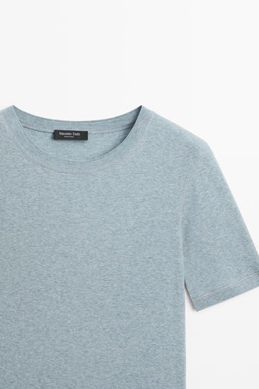 Short sleeve cotton blend T-shirt — INDIGO 4