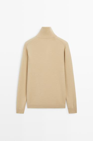 Wool mock neck knit sweater — CAMEL 6