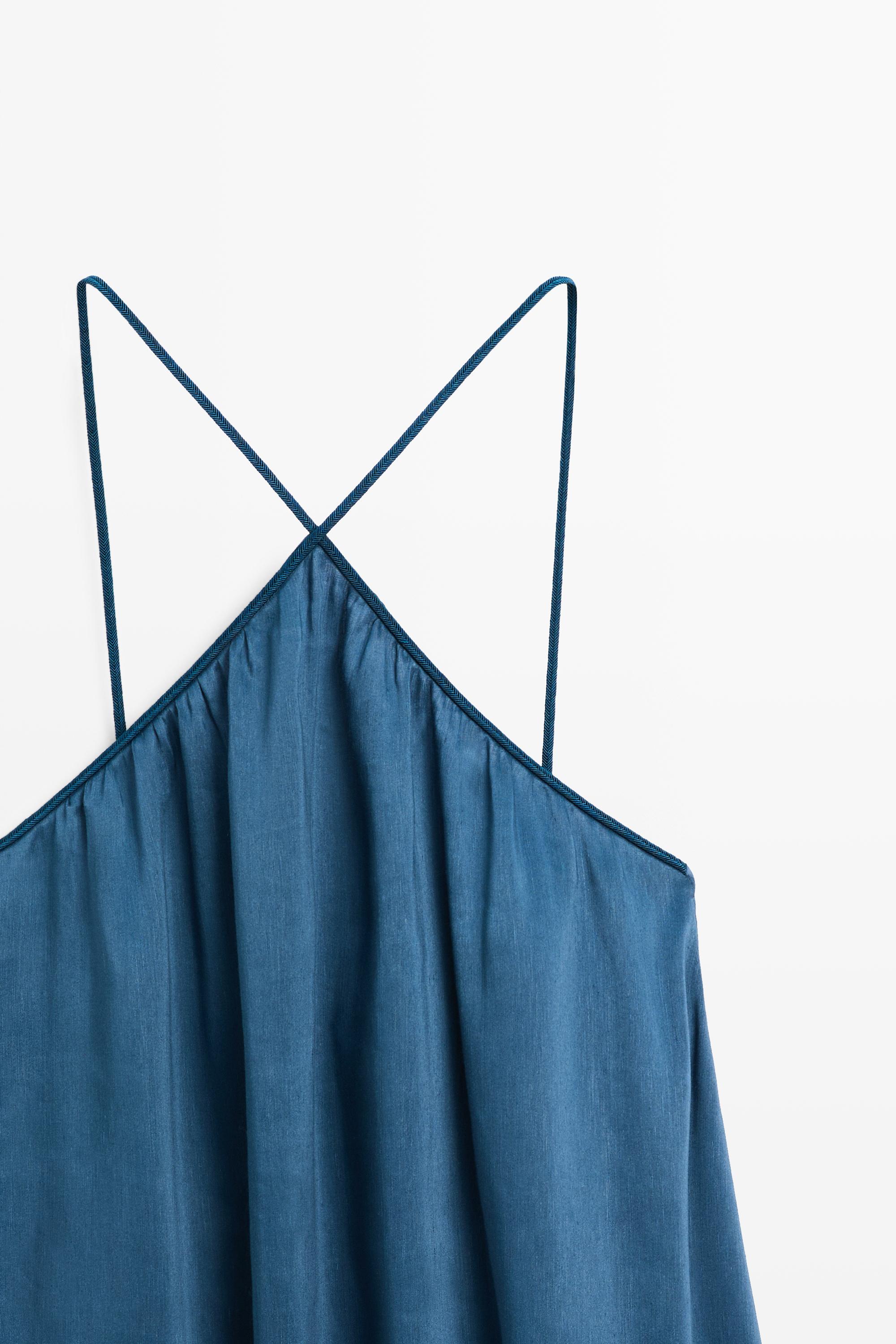 Long flowing dress with criss-cross straps — BLUE