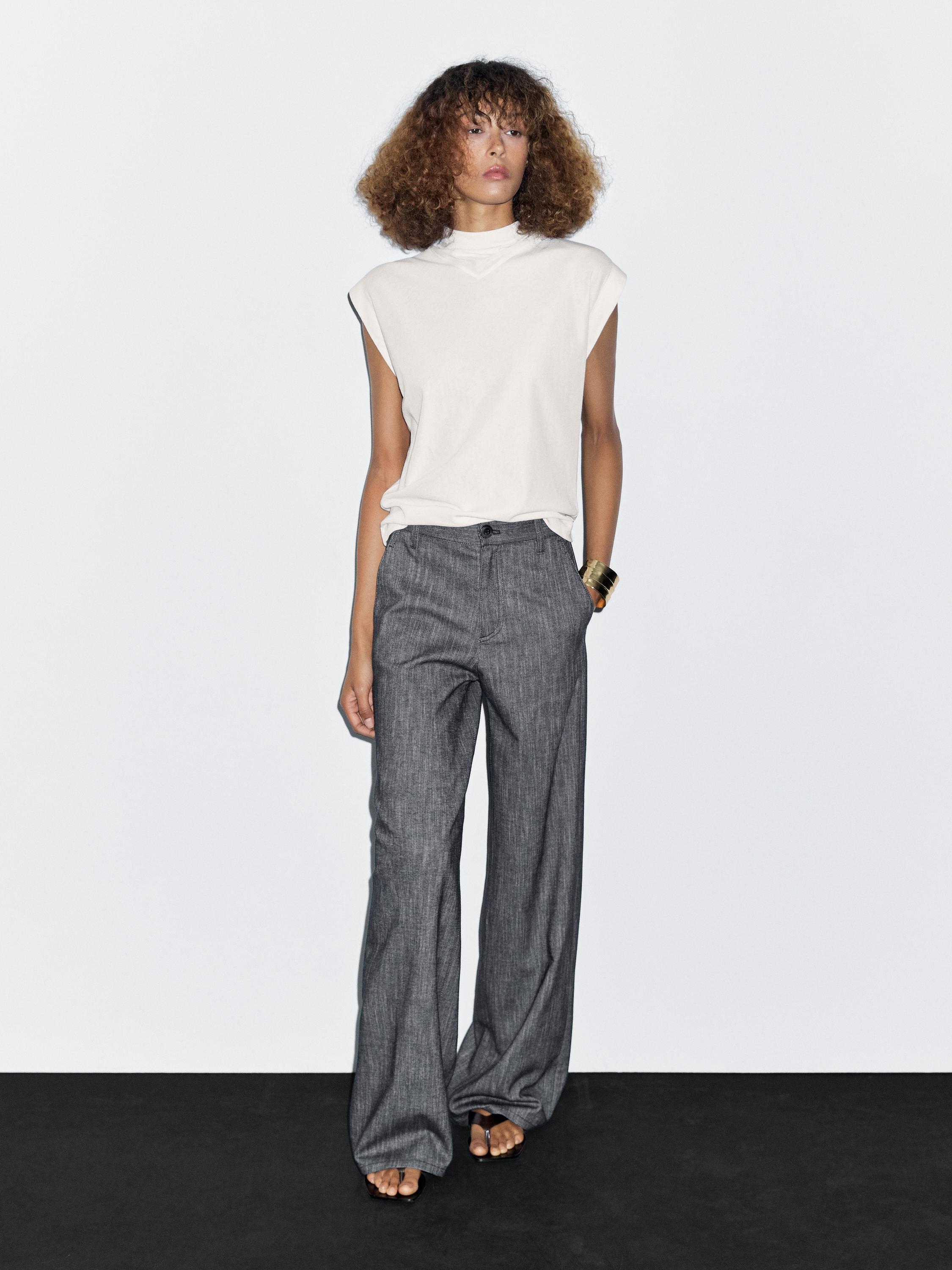 Mid-rise wide-leg trousers