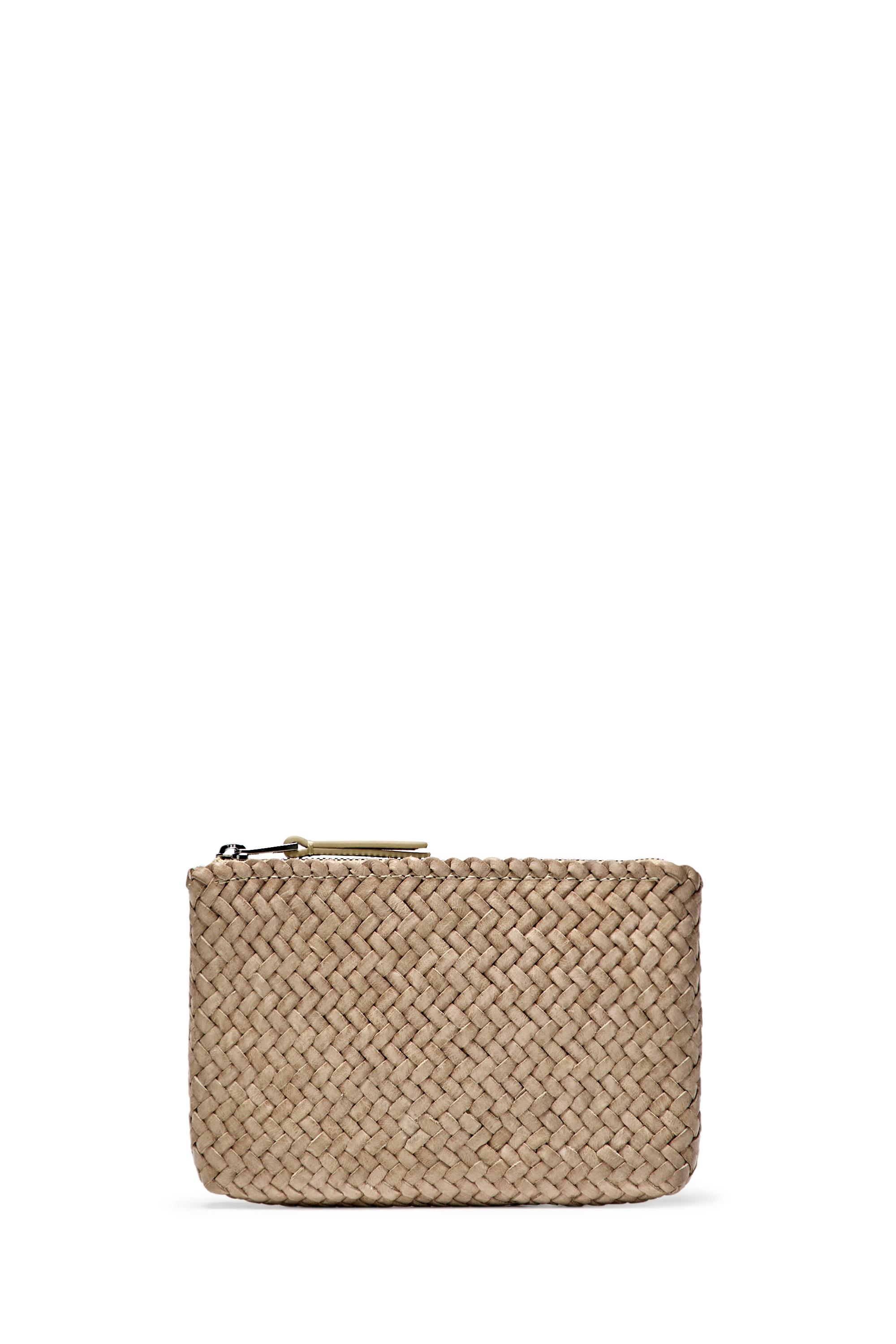 Braided nappa leather pouch bag — CREAM