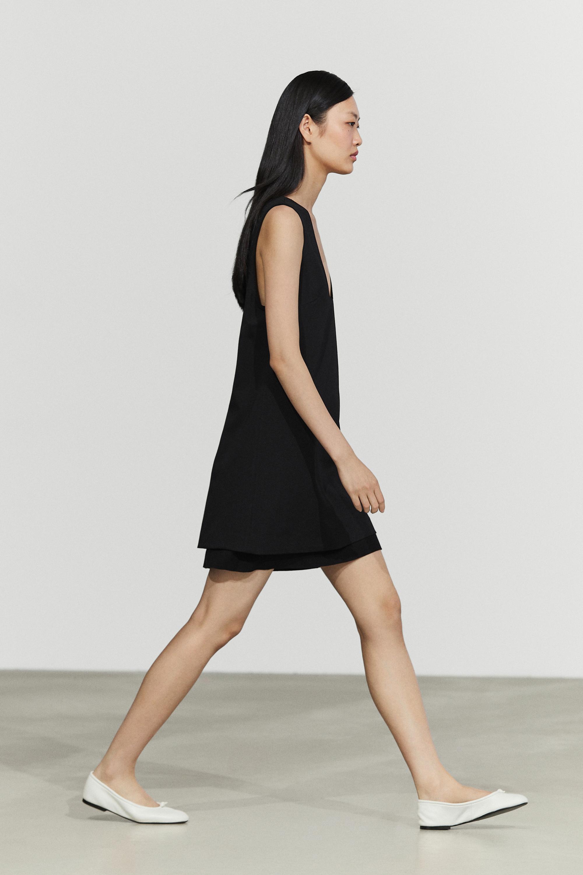 Double-fabric mini dress