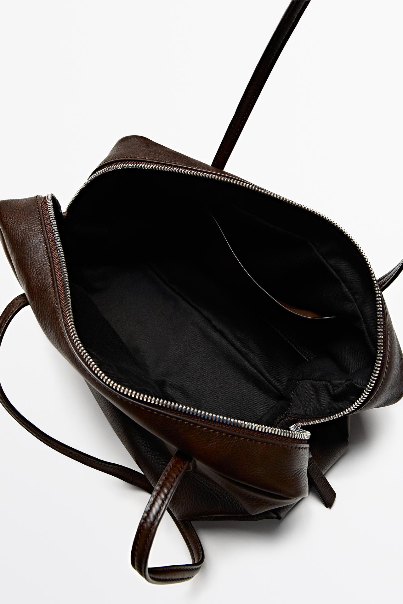 Nappa leather mini duffle bag — BROWN