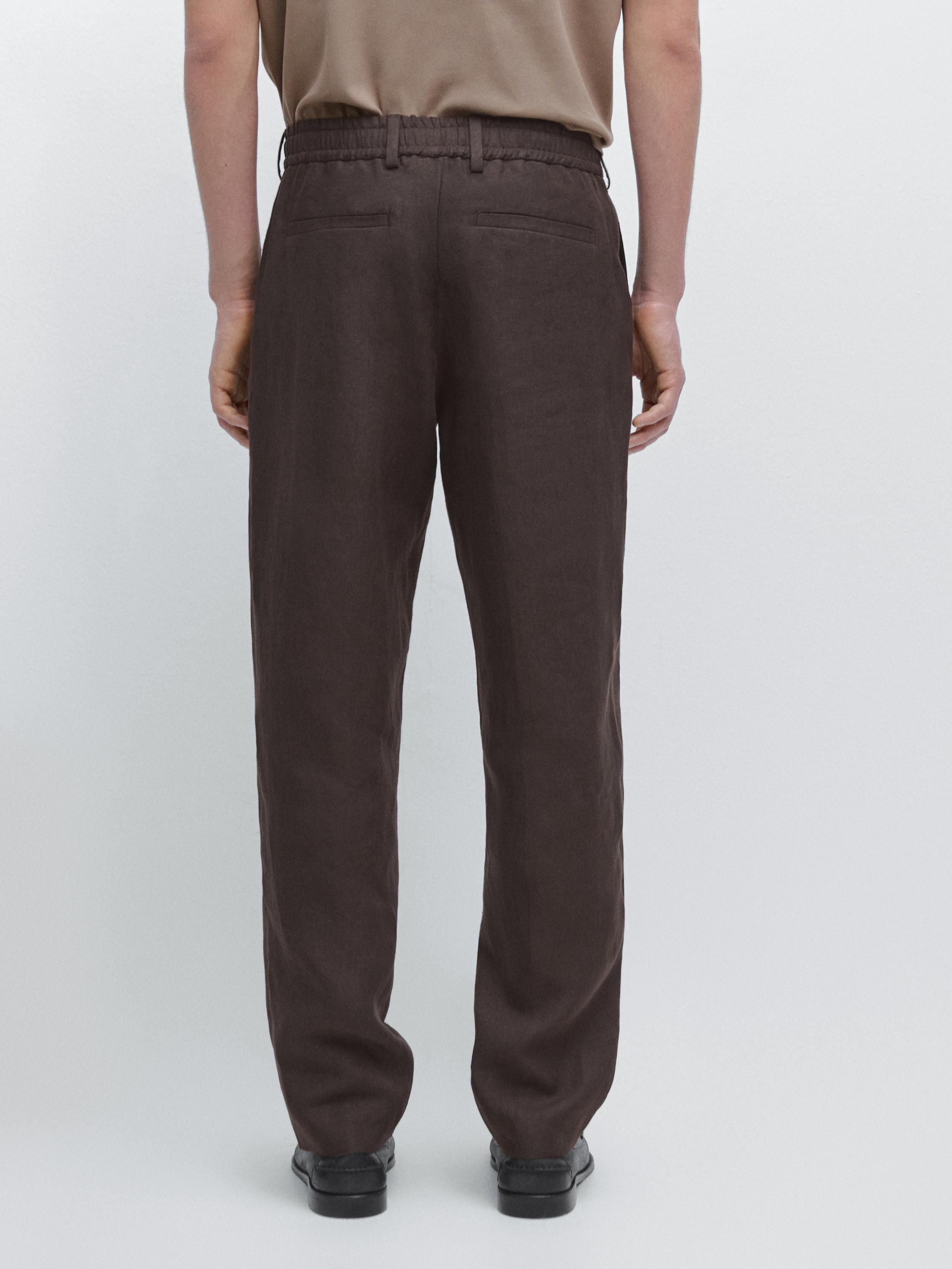 Total look linen trousers — Chocolate