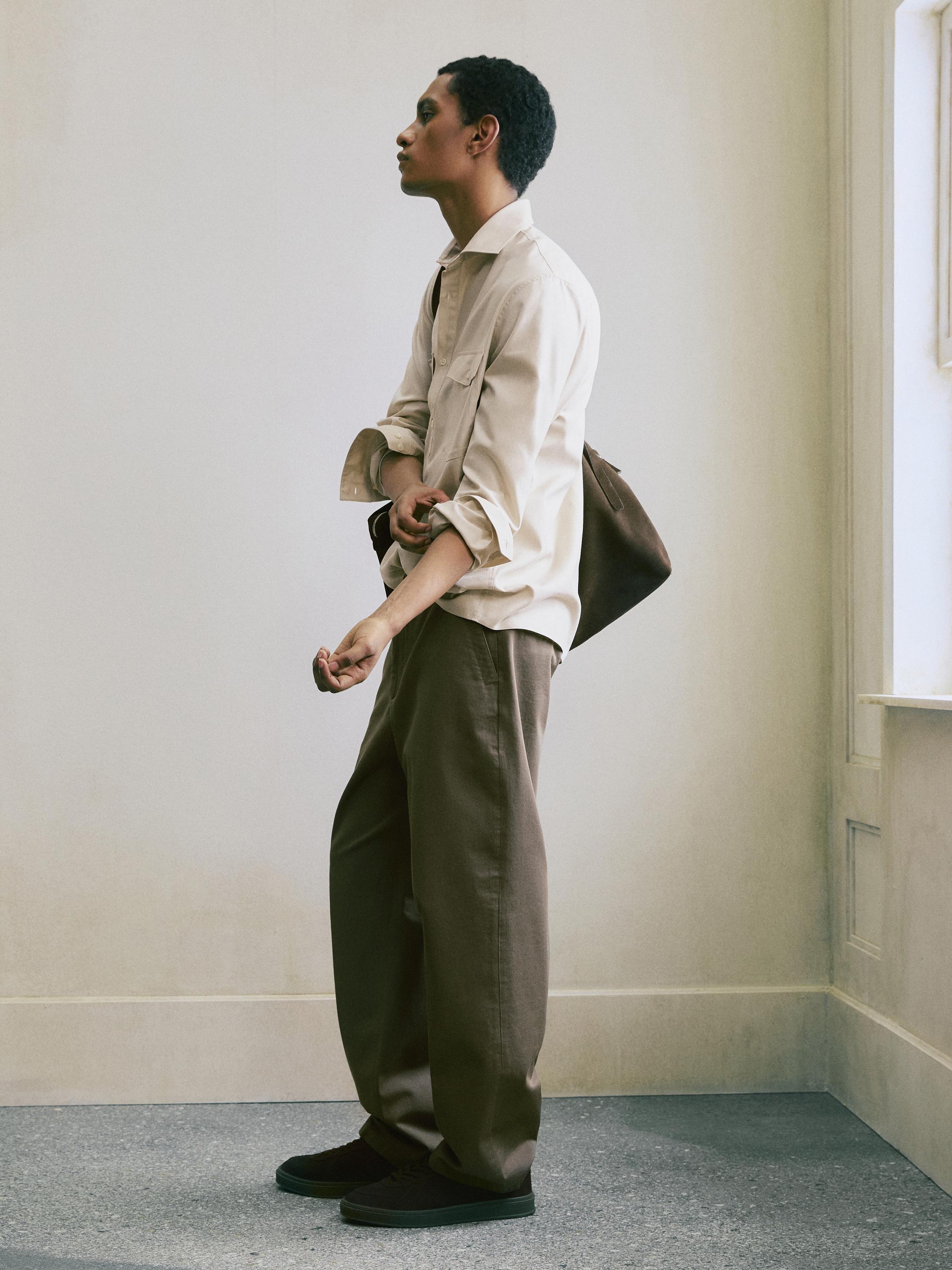 Relaxed fit cotton trousers — MINK