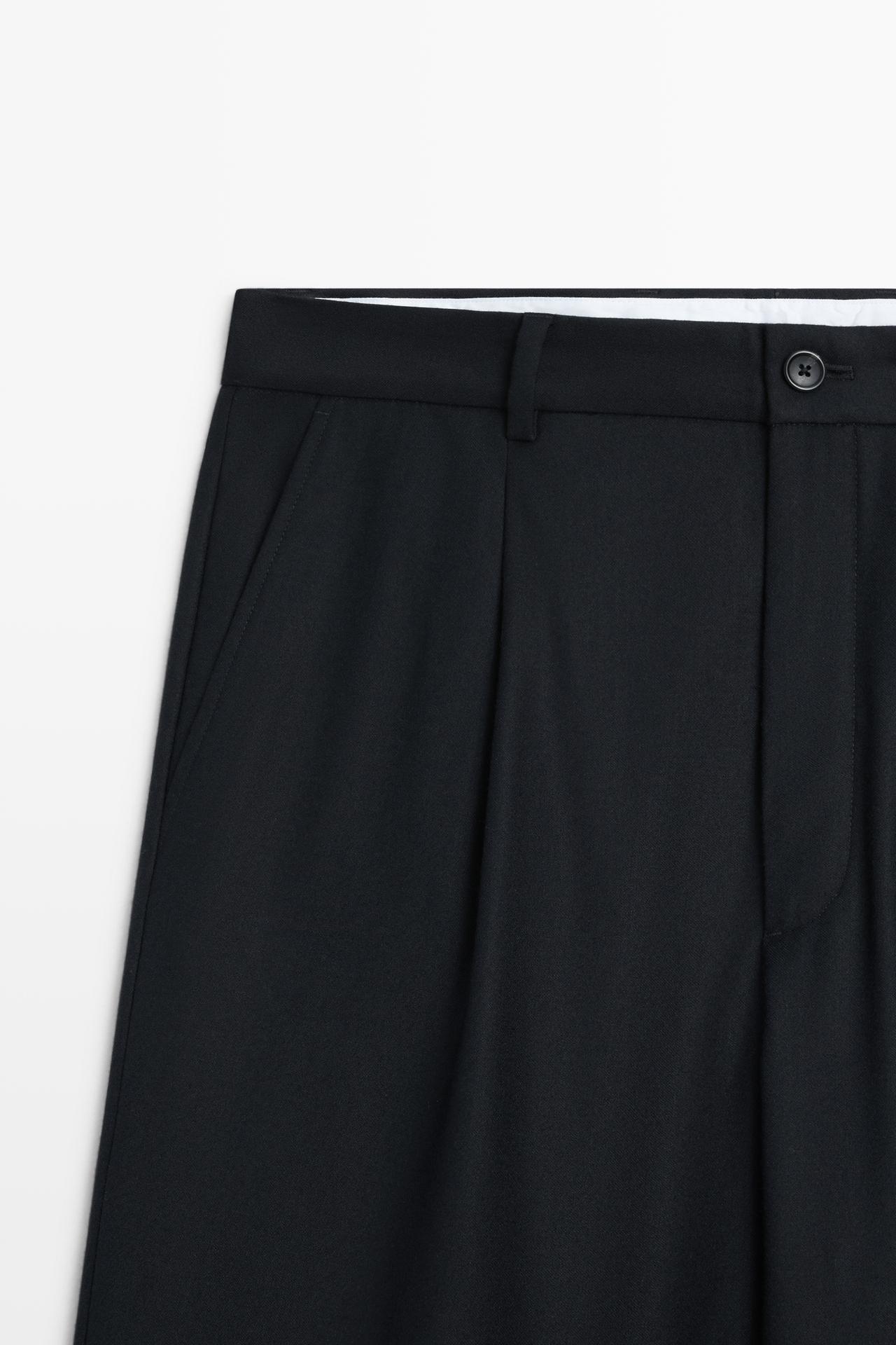 100% wool relaxed fit pants — NAVY BLUE