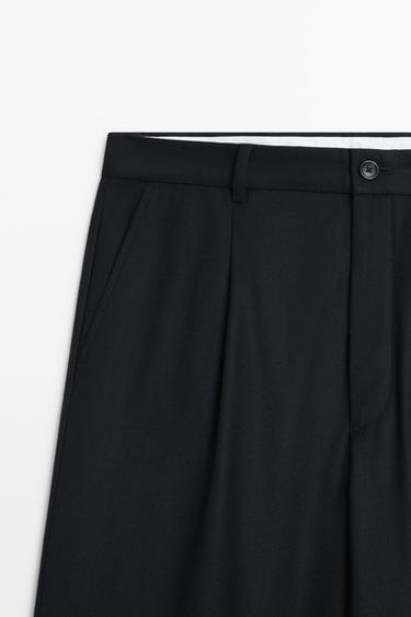 100% wool relaxed fit pants — NAVY BLUE 4