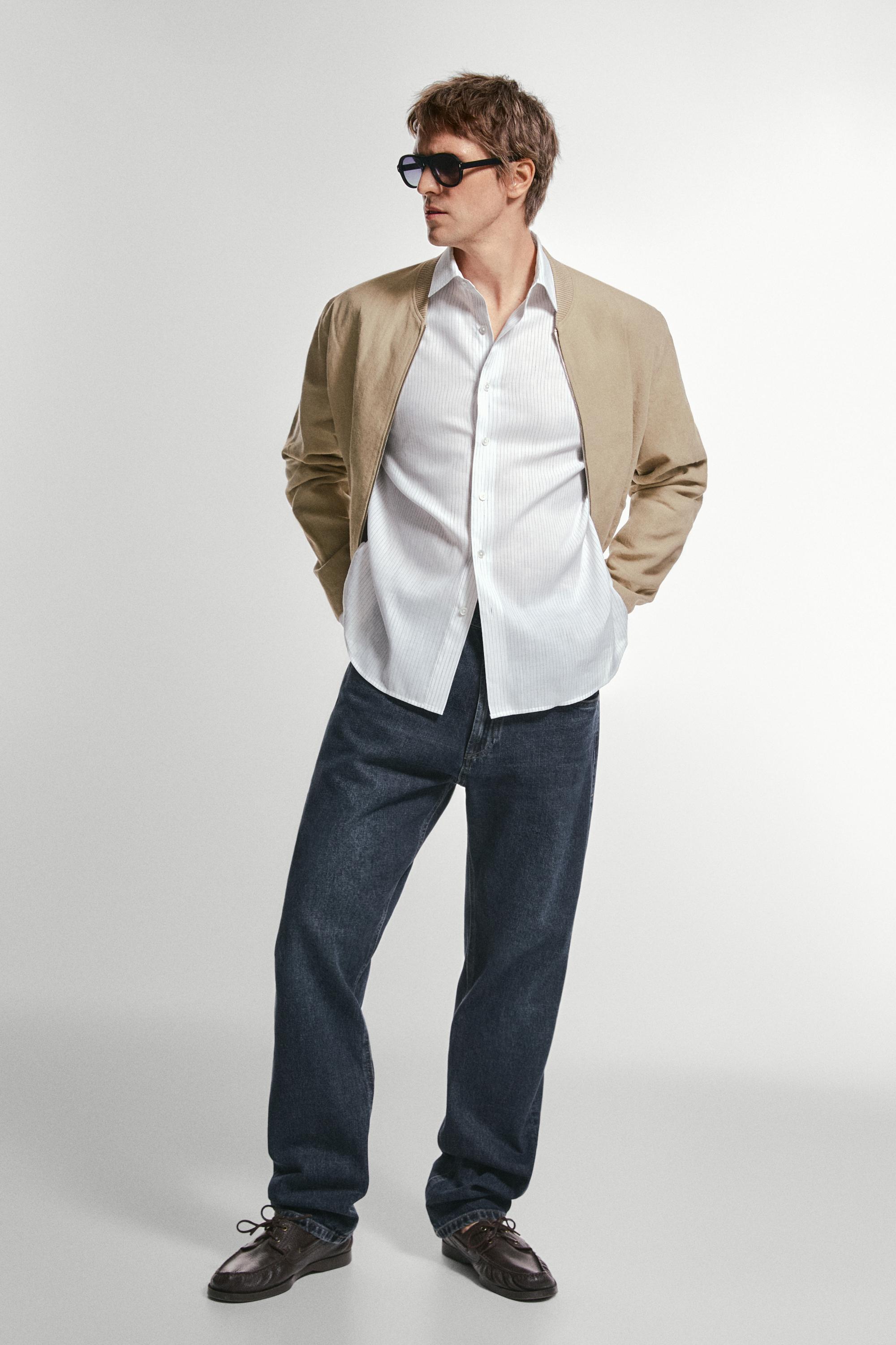 Linen bomber jacket — BEIGE