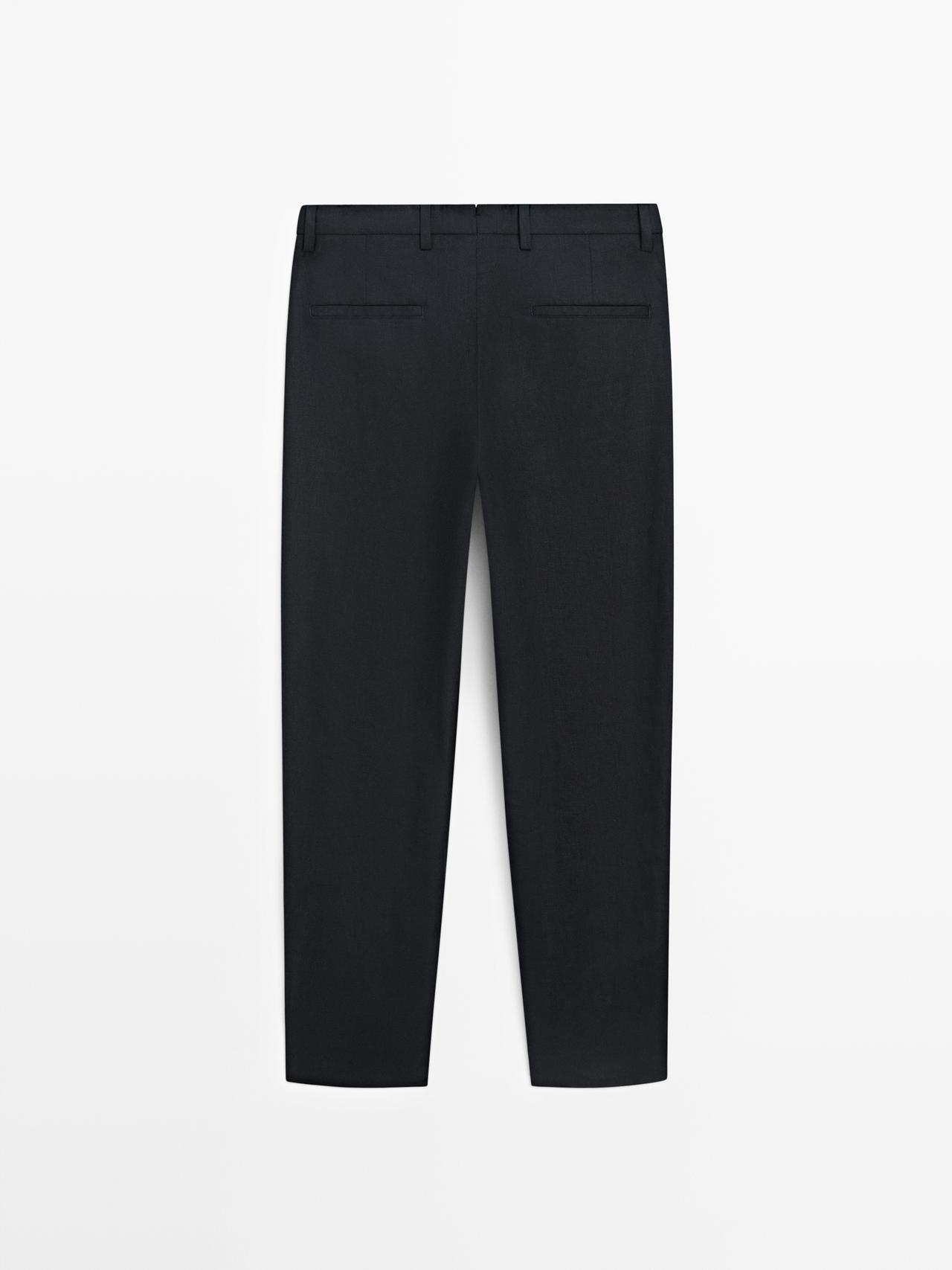 Linen suit trousers — NAVY BLUE