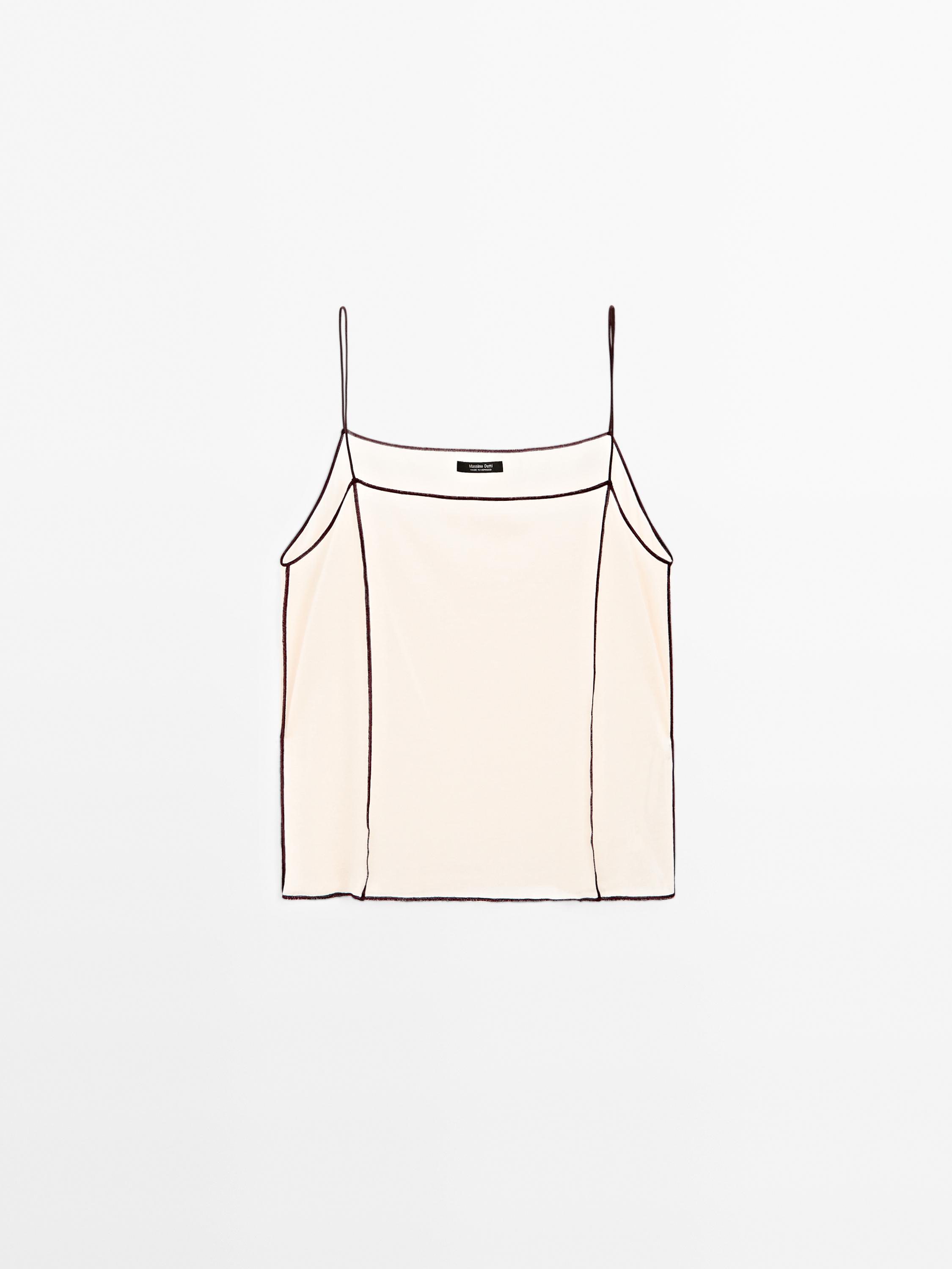Cotton blend strappy camisole top