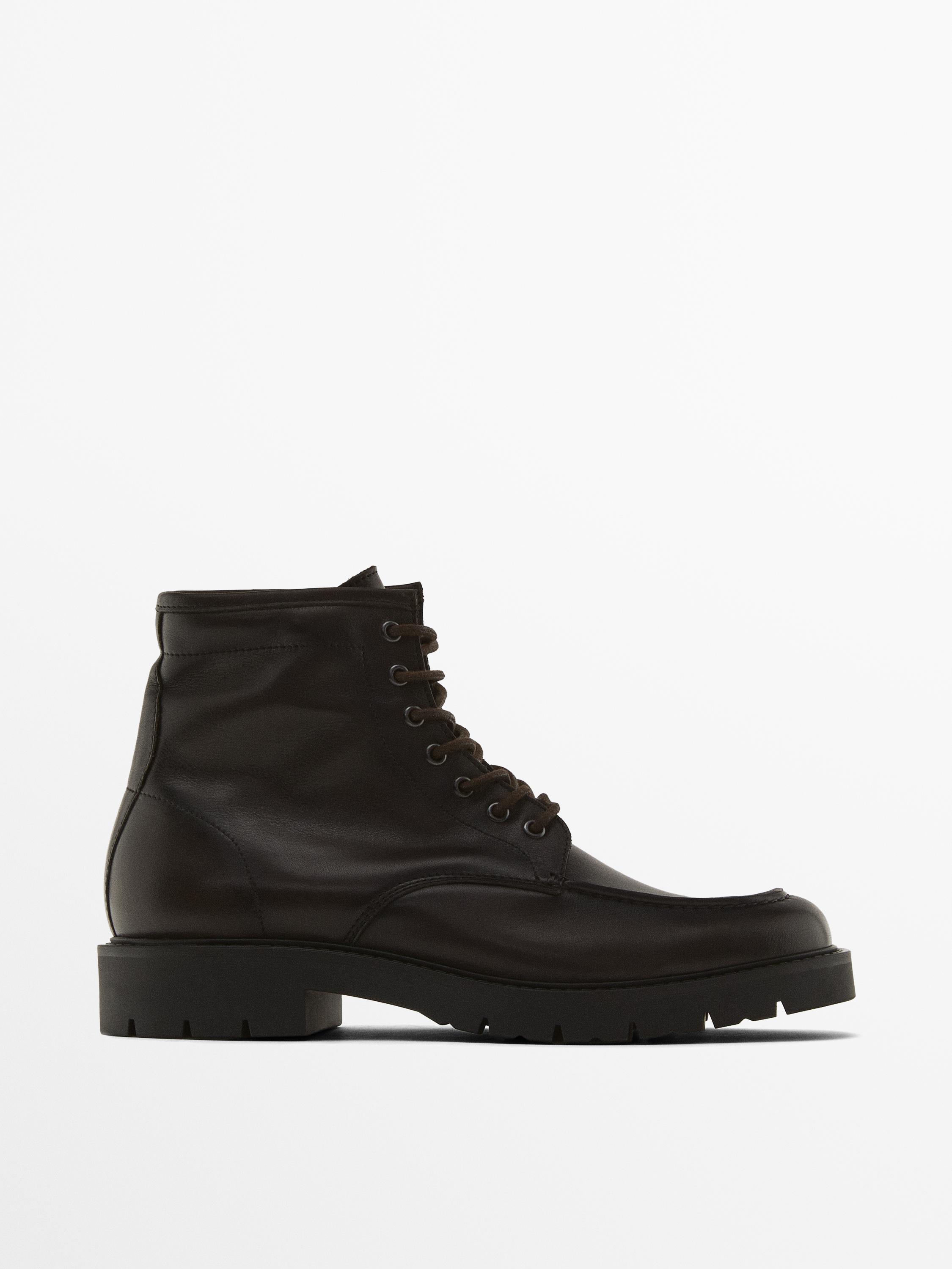 Brown soft leather boots Brown Shoes Massimo Dutti