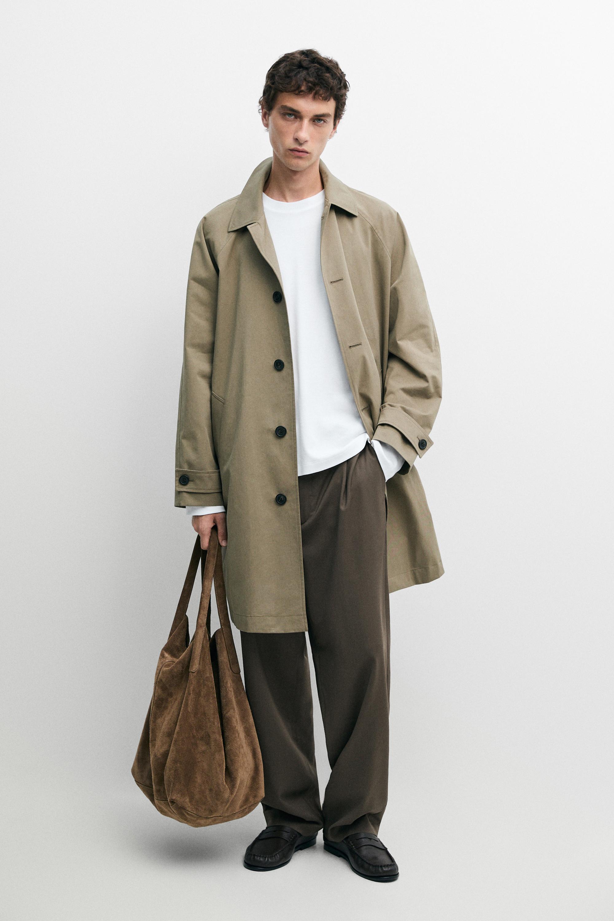 Oversize long 100% cotton trench coat