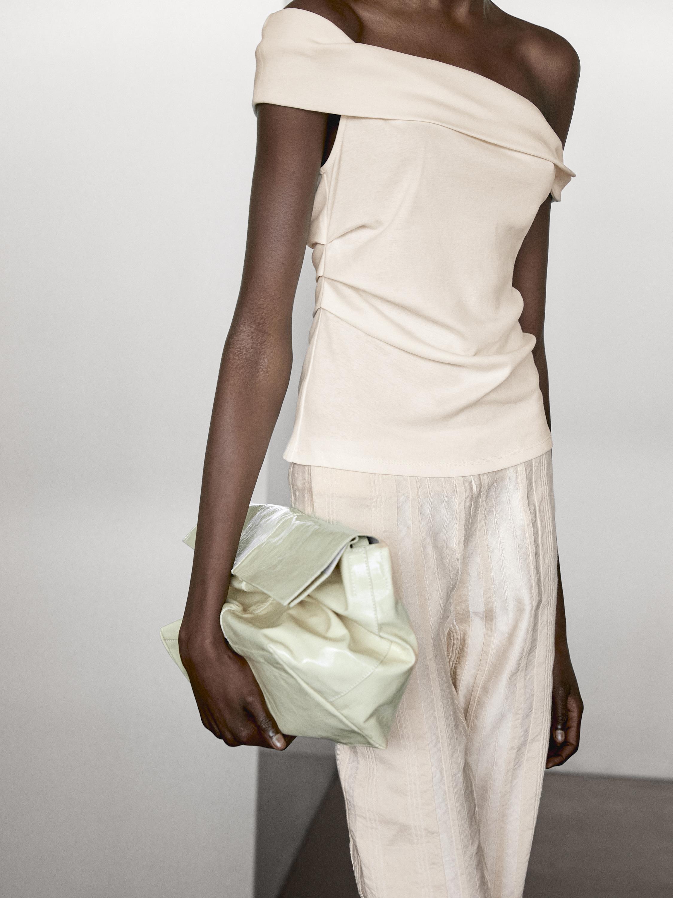 Draped strapless top