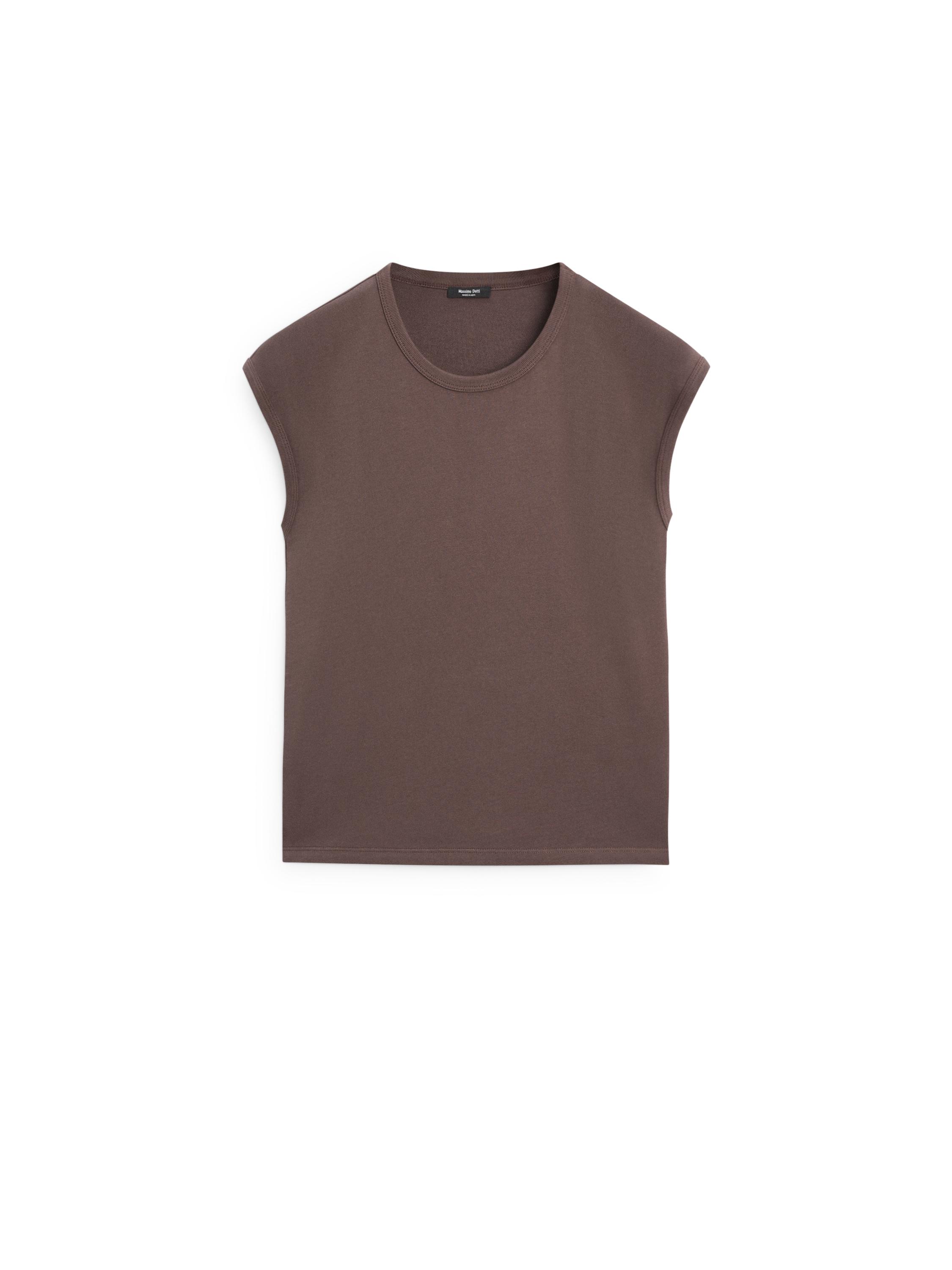 Sleeveless 100% cotton T-shirt — BROWN