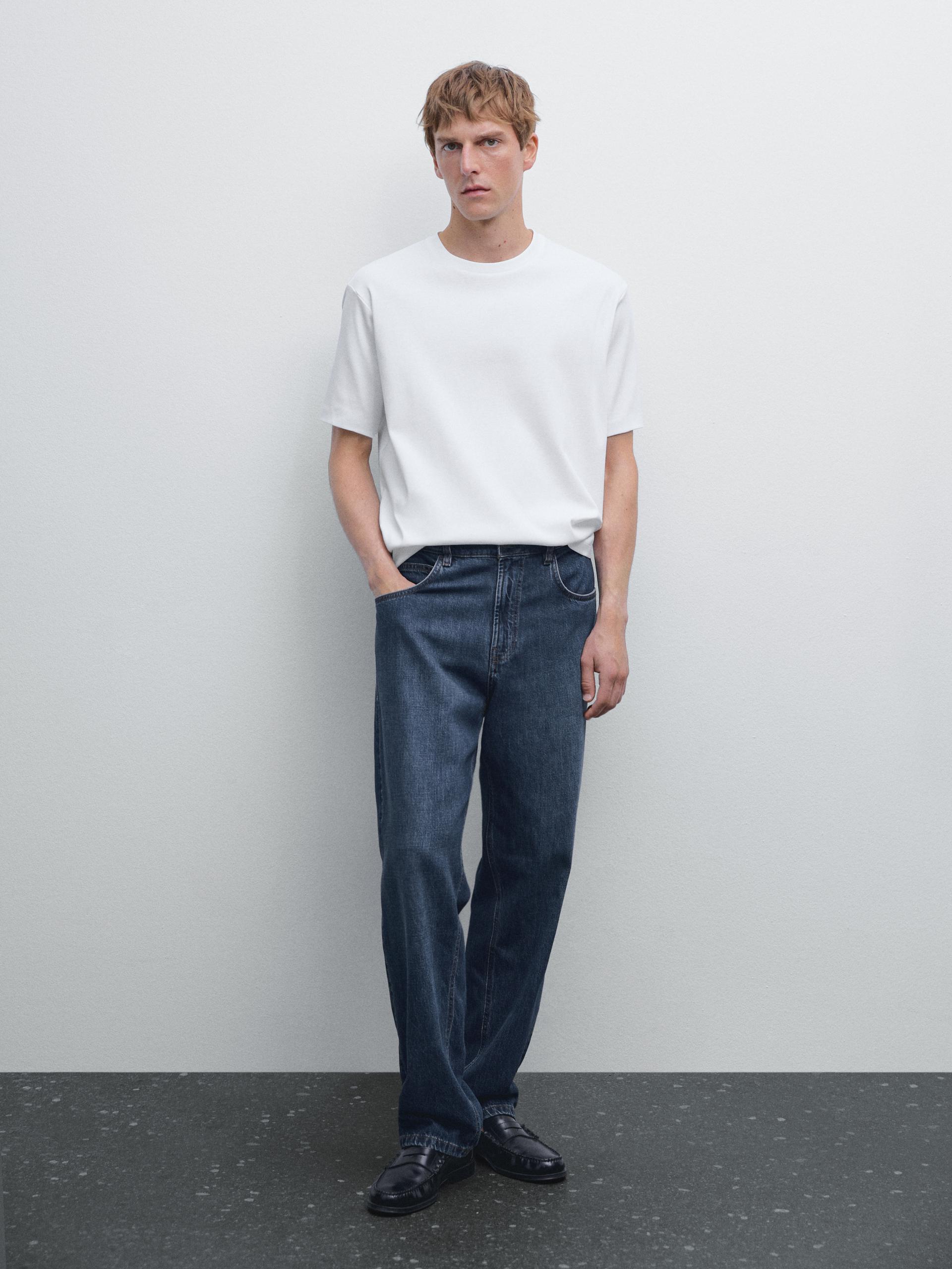 Maglietta In 100% Cotone Mercerizzato - Bianco - L - Massimo Dutti - Maschile