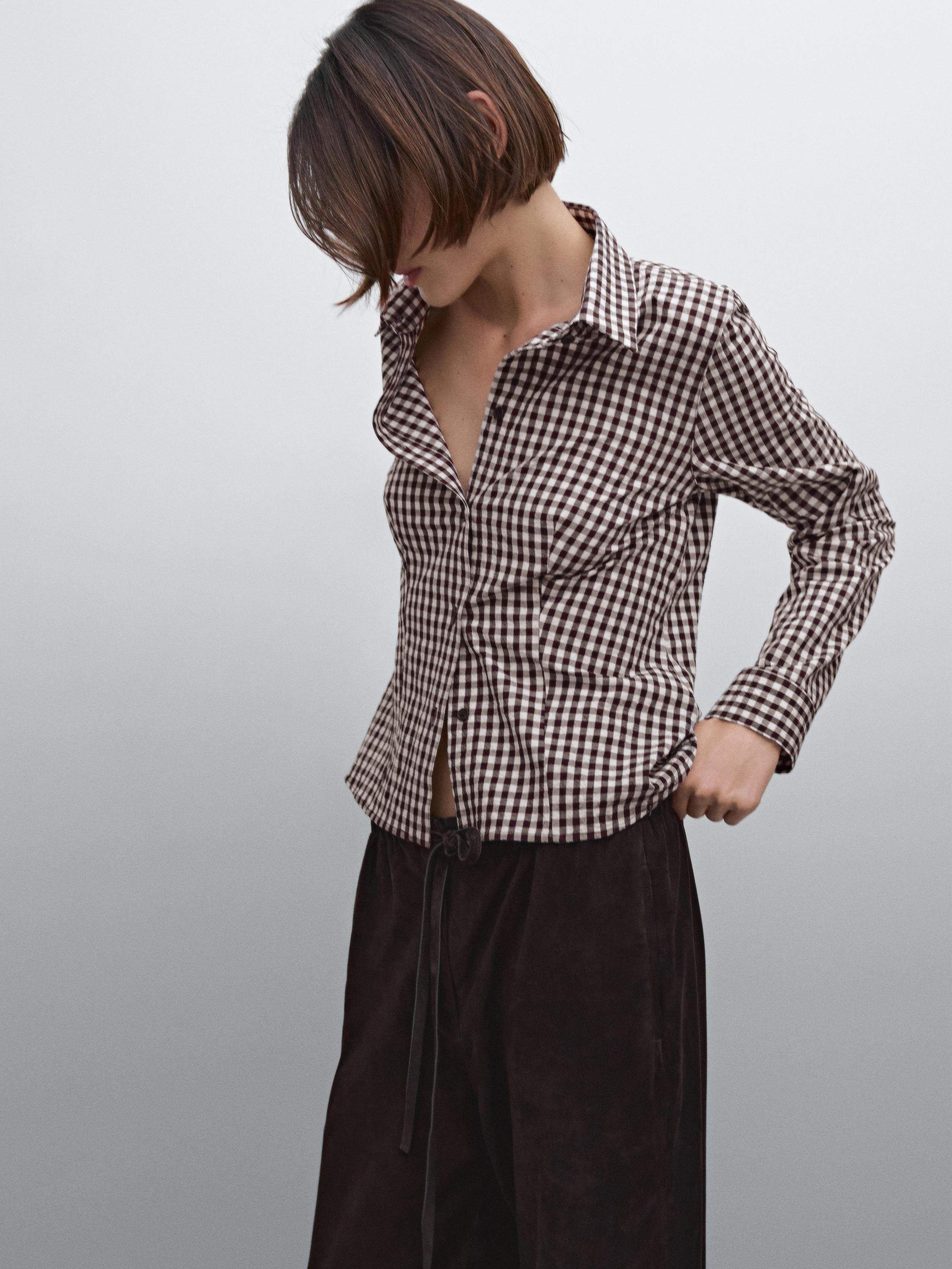 Flowing gingham check shirt