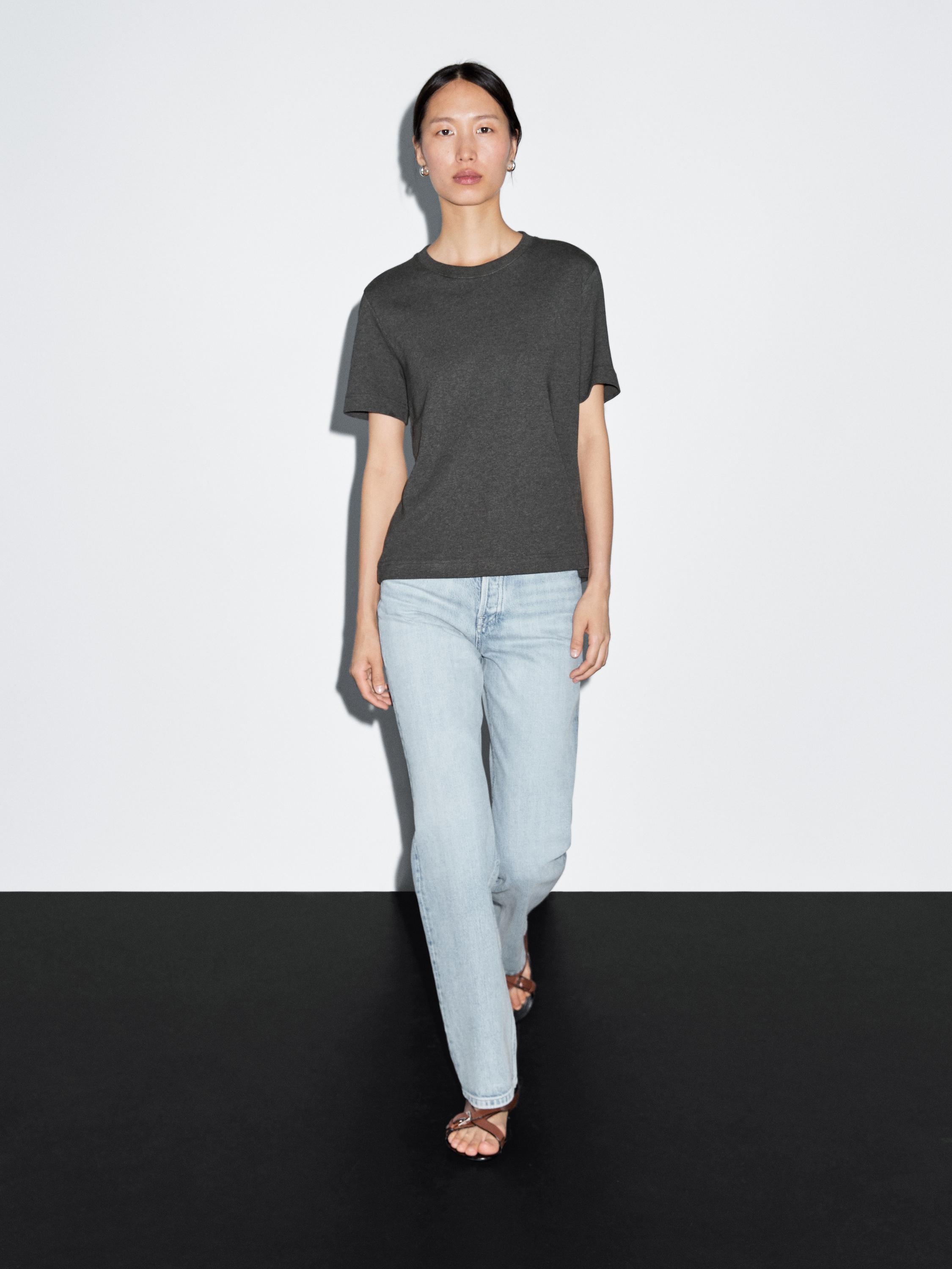 100% cotton interlock crew neck T-shirt — ANTHRACITE GREY